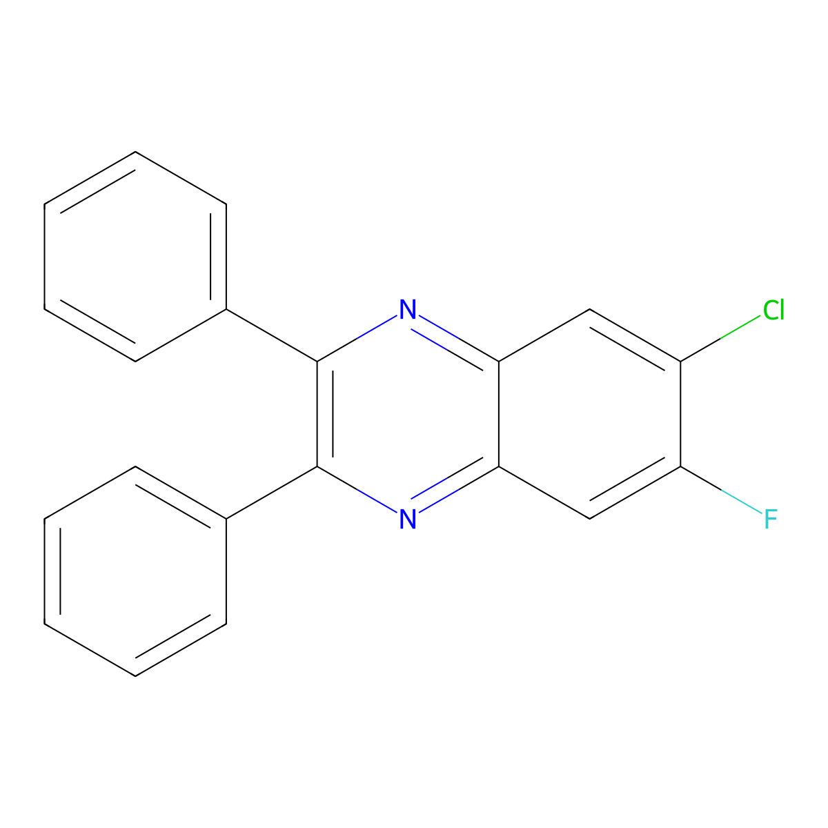 6-Chloro-7-fluoro-2,3-diphenylquinoxaline molecular structure, CAS 218456-76-9