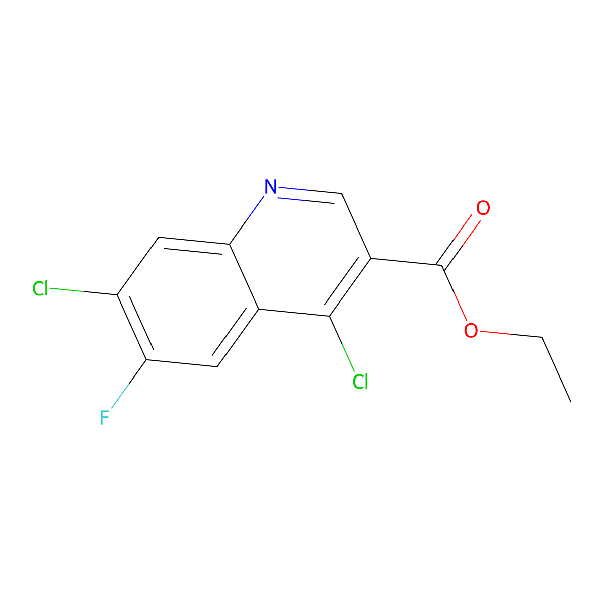 Ethyl 4,7-dichloro-6-fluoroquinoline-3-carboxylate molecular structure, CAS 218457-57-9