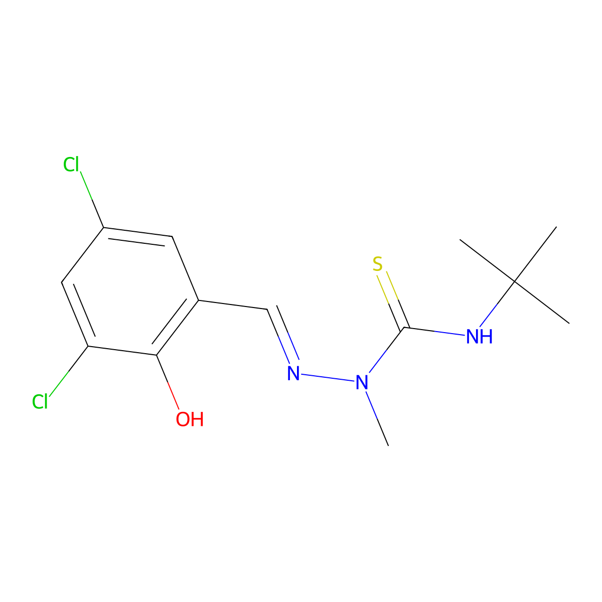 2-[(3,5-Dichloro-2-hydroxyphenyl)methylene]-N-(1,1-dimethylethyl)-1-methylhydrazinecarbothioamide molecular structure, CAS 218457-58-0