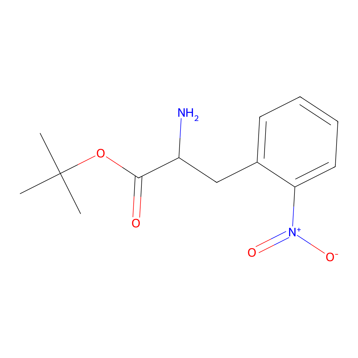 Tert-butyl (2S)-2-amino-3-(2-nitrophenyl)propanoate molecular structure, CAS 2184625-98-5