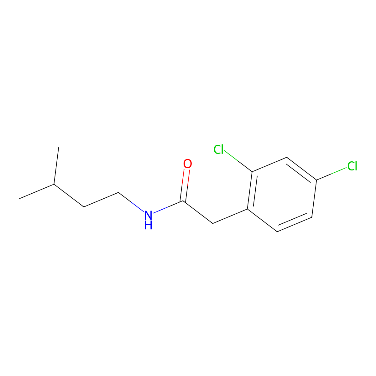 2,4-Dichloro-N-(3-methylbutyl)benzeneacetamide molecular structure, CAS 2184667-36-3