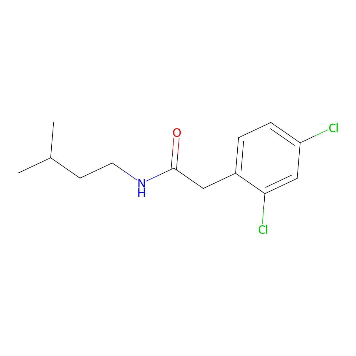 2,4-Dichloro-N-(3-methylbutyl)benzeneacetamide molecular structure, CAS 2184667-36-3