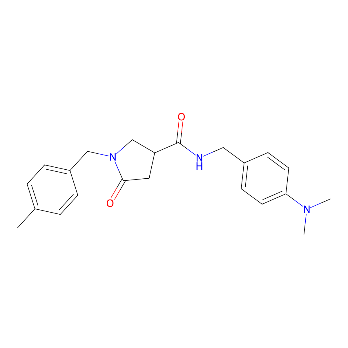 N-{[4-(dimethylamino)phenyl]methyl}-1-[(4-methylphenyl)methyl]-5-oxopyrrolidine-3-carboxamide molecular structure, CAS 2184828-03-1
