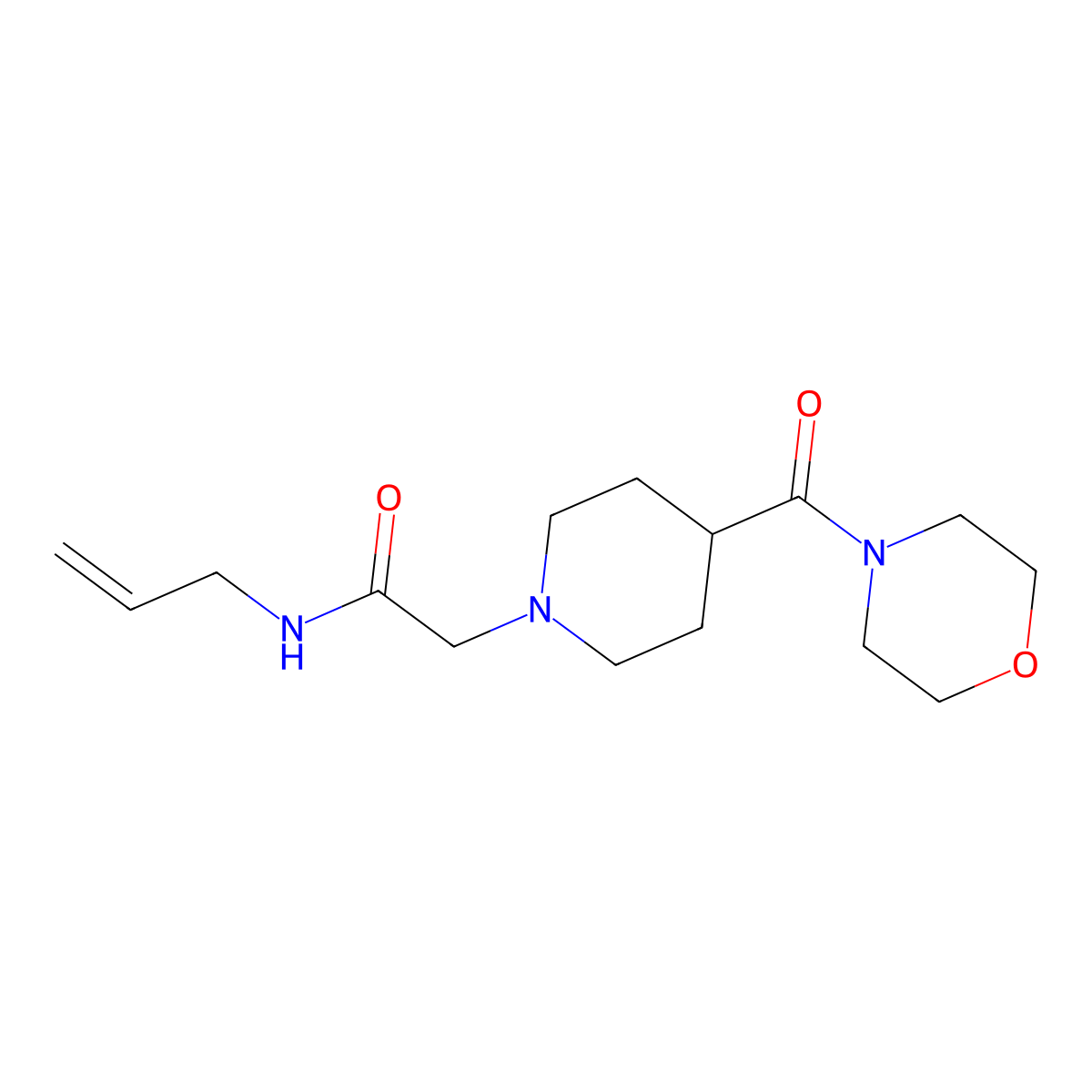 2-[4-(morpholine-4-carbonyl)piperidin-1-yl]-N-(prop-2-en-1-yl)acetamide molecular structure, CAS 2184848-25-5
