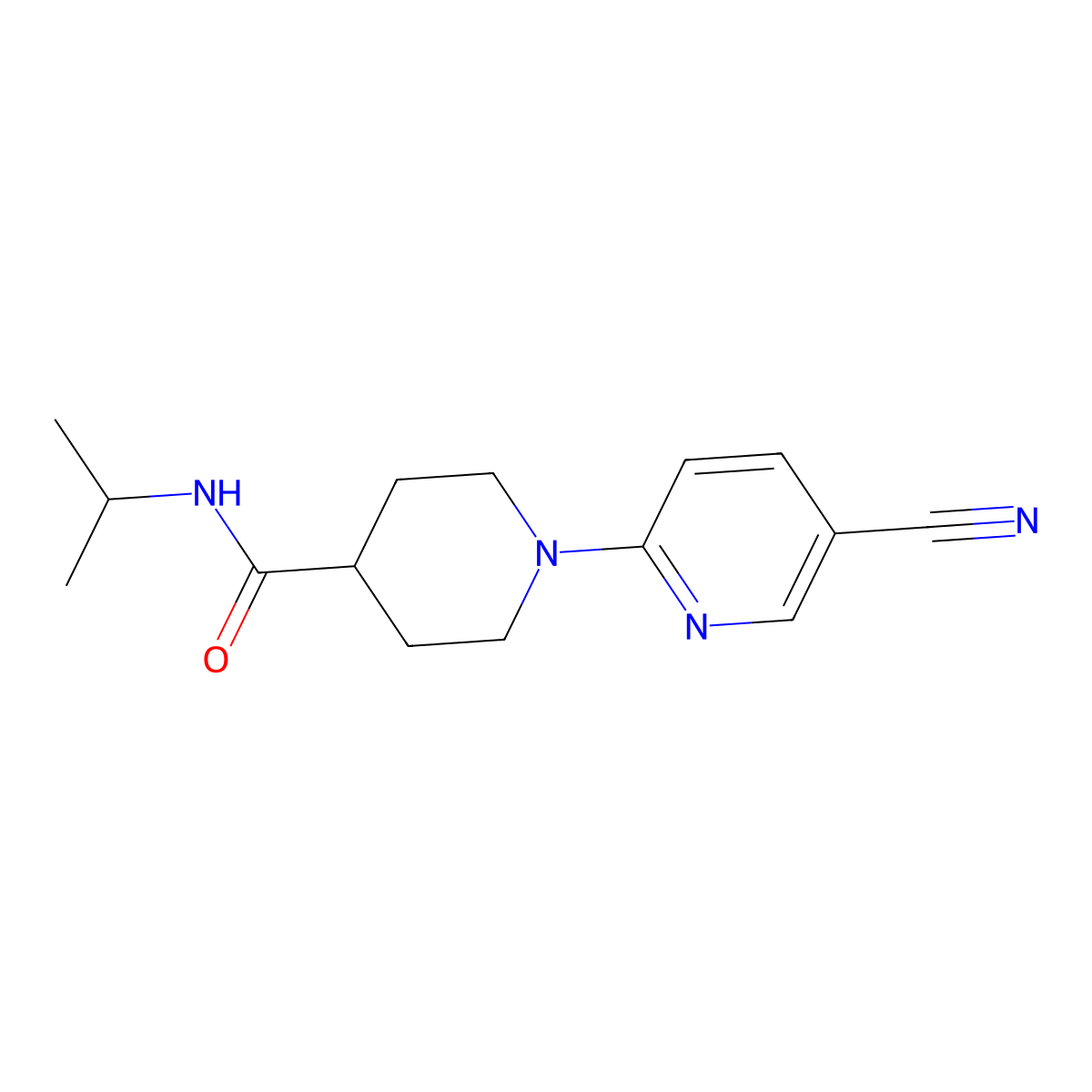 1-(5-cyanopyridin-2-yl)-N-(propan-2-yl)piperidine-4-carboxamide molecular structure, CAS 2184861-94-5