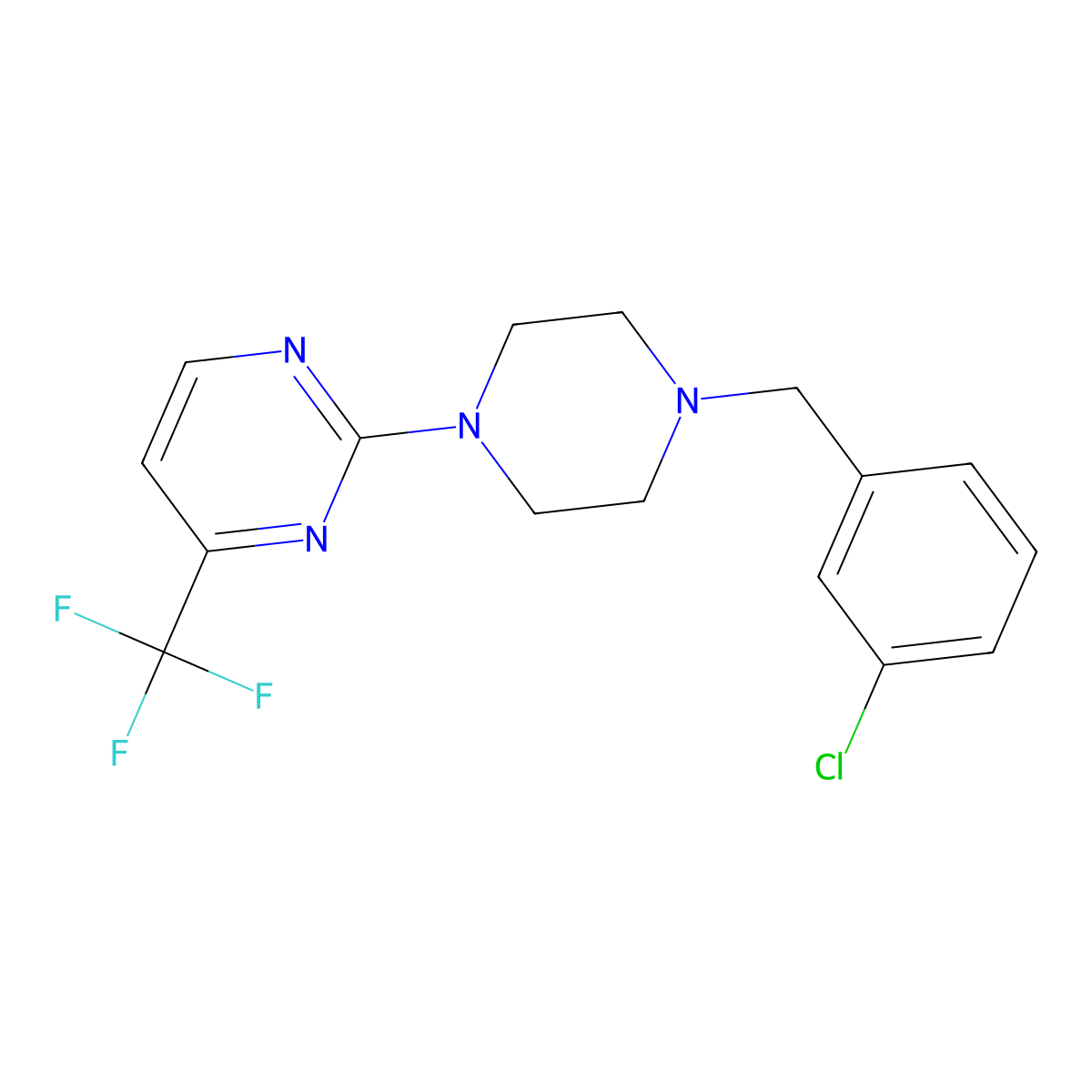 2-{4-[(3-Chlorophenyl)methyl]piperazin-1-yl}-4-(trifluoromethyl)pyrimidine molecular structure, CAS 2184949-42-4