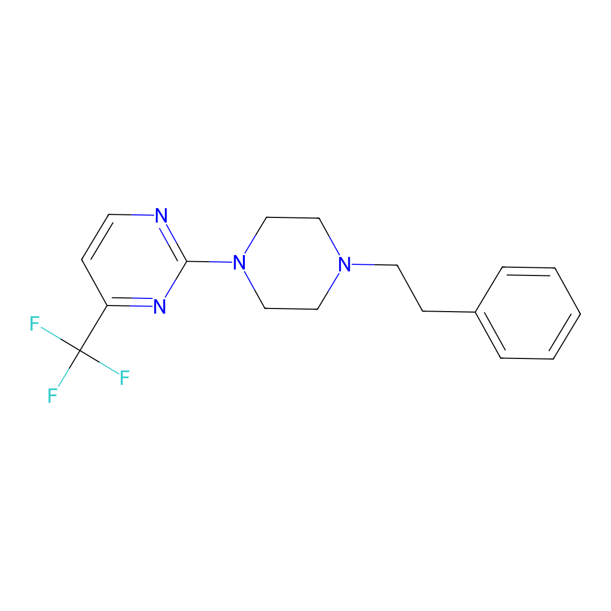 2-[4-(2-Phenylethyl)piperazin-1-yl]-4-(trifluoromethyl)pyrimidine molecular structure, CAS 2184949-46-8