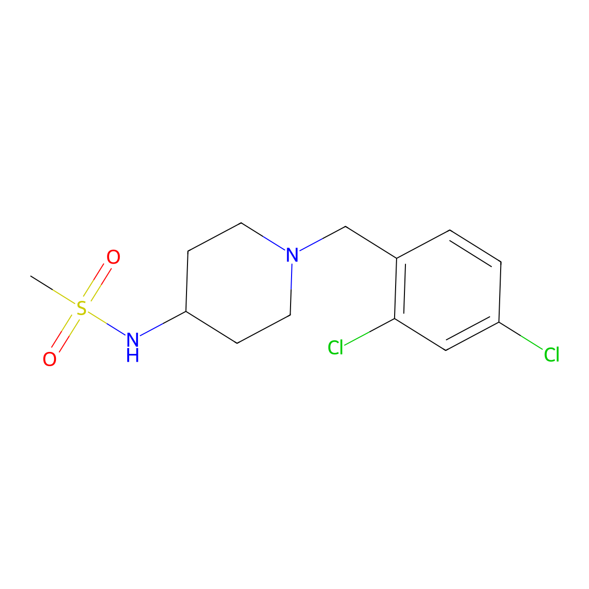 N-{1-[(2,4-dichlorophenyl)methyl]piperidin-4-yl}methanesulfonamide molecular structure, CAS 2184962-59-0