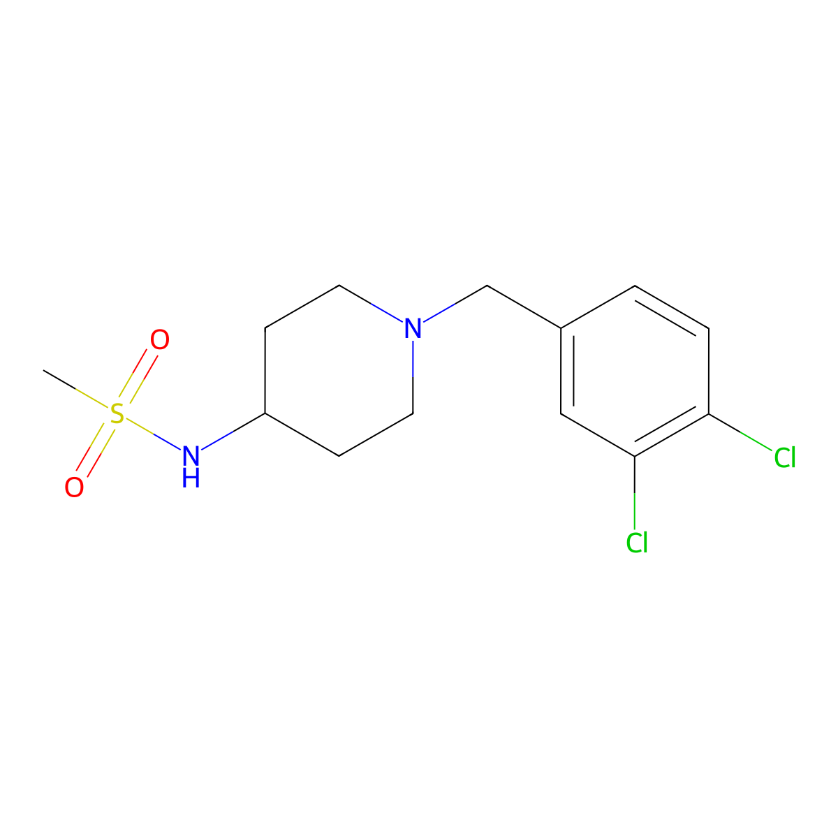 N-{1-[(3,4-dichlorophenyl)methyl]piperidin-4-yl}methanesulfonamide molecular structure, CAS 2184962-71-6