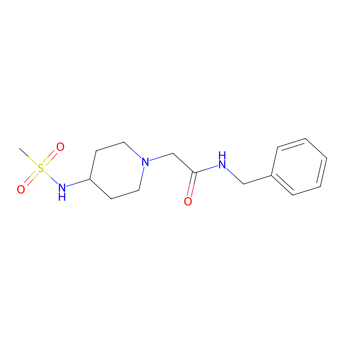 N-benzyl-2-(4-methanesulfonamidopiperidin-1-yl)acetamide molecular structure, CAS 2184963-49-1