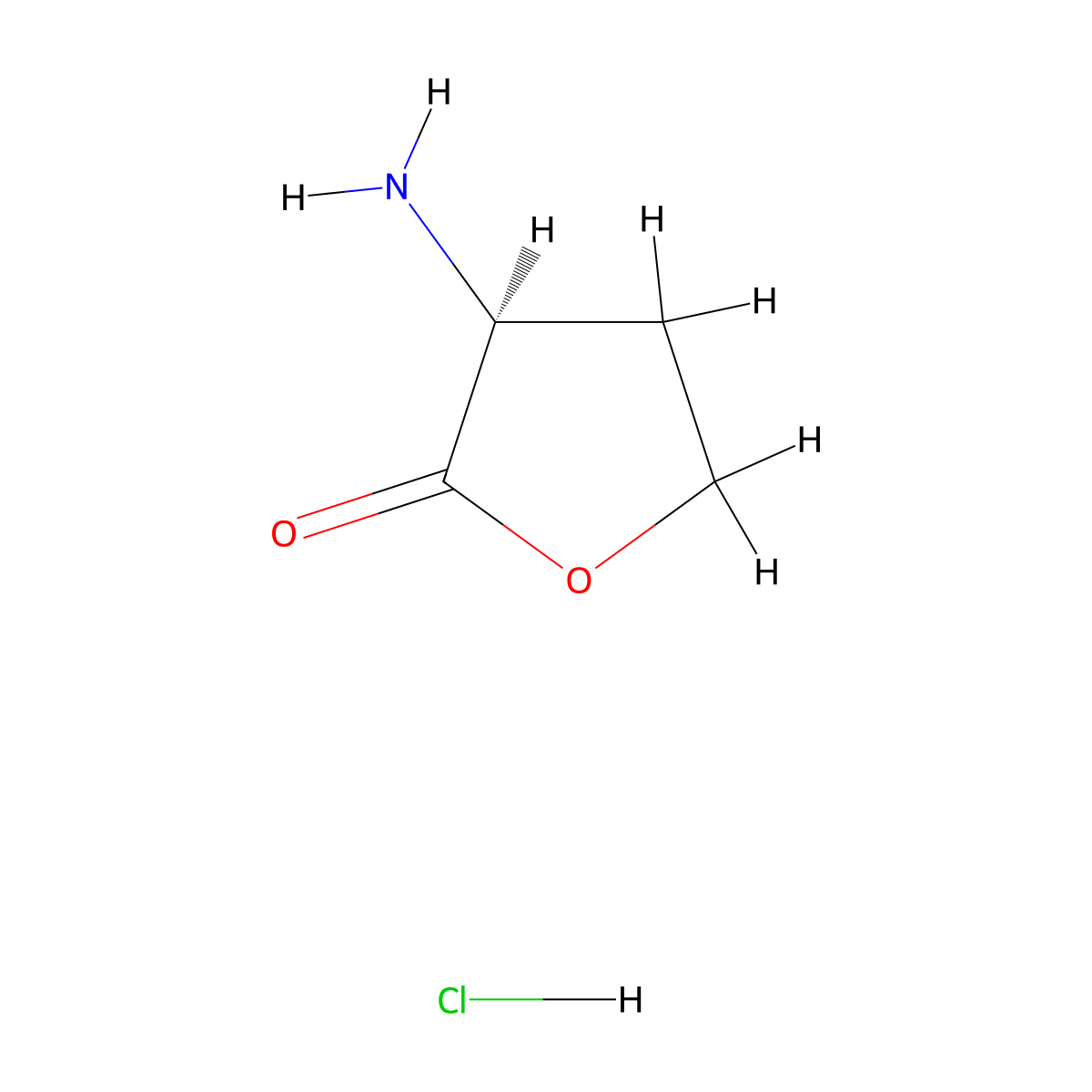 2(3H)-Furanone, 3-aminodihydro-, hydrochloride (1:1), (3S)- molecular structure, CAS 2185-03-7