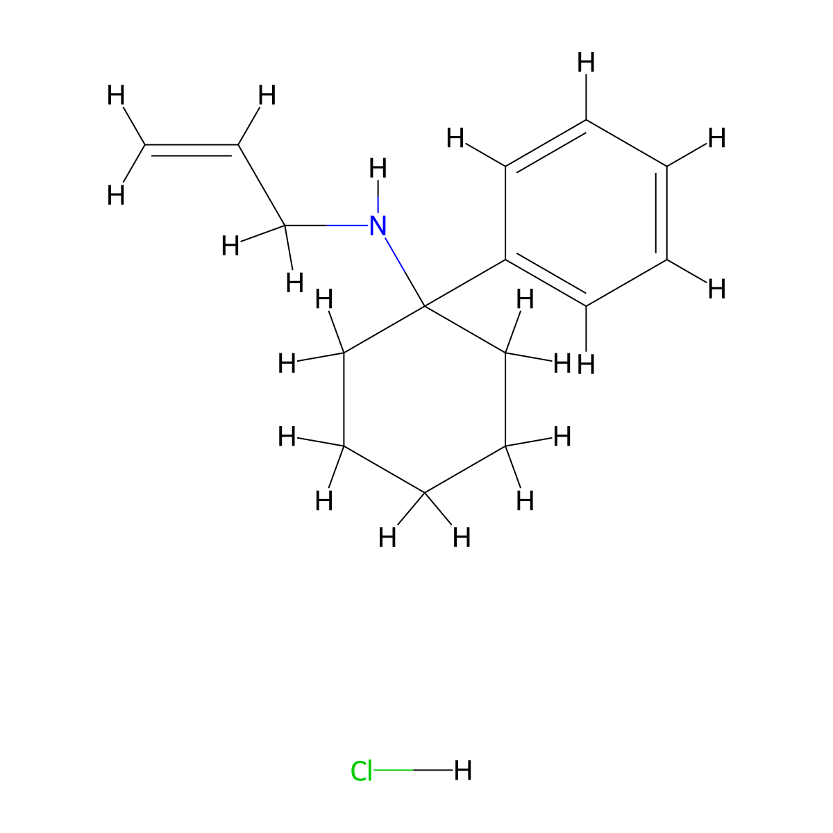 Cyclohexylamine, N-allyl-1-phenyl-, hydrochloride molecular structure, CAS 2185-95-7