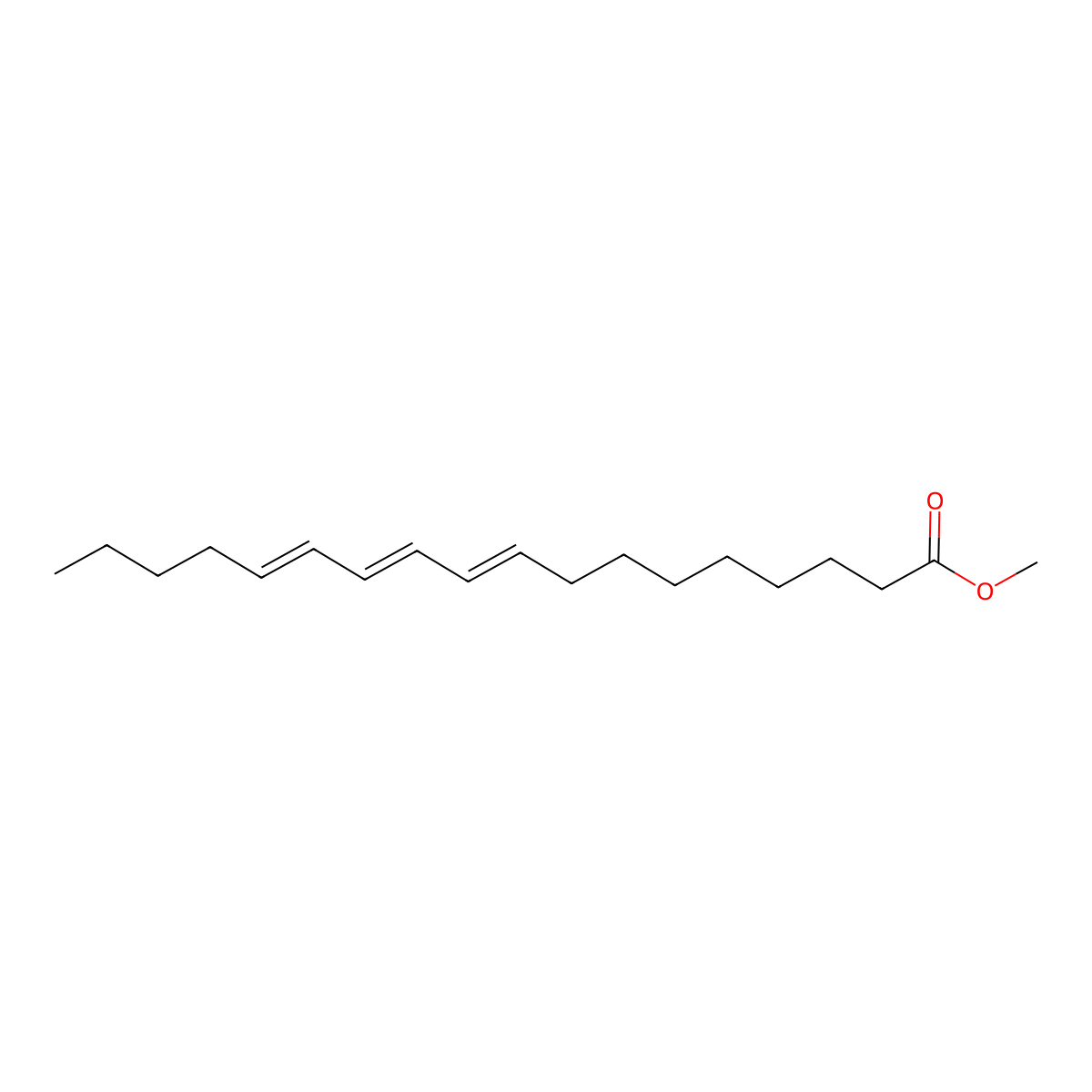 9,11,13-Octadecatrienoic acid, methyl ester molecular structure, CAS 21850-57-7