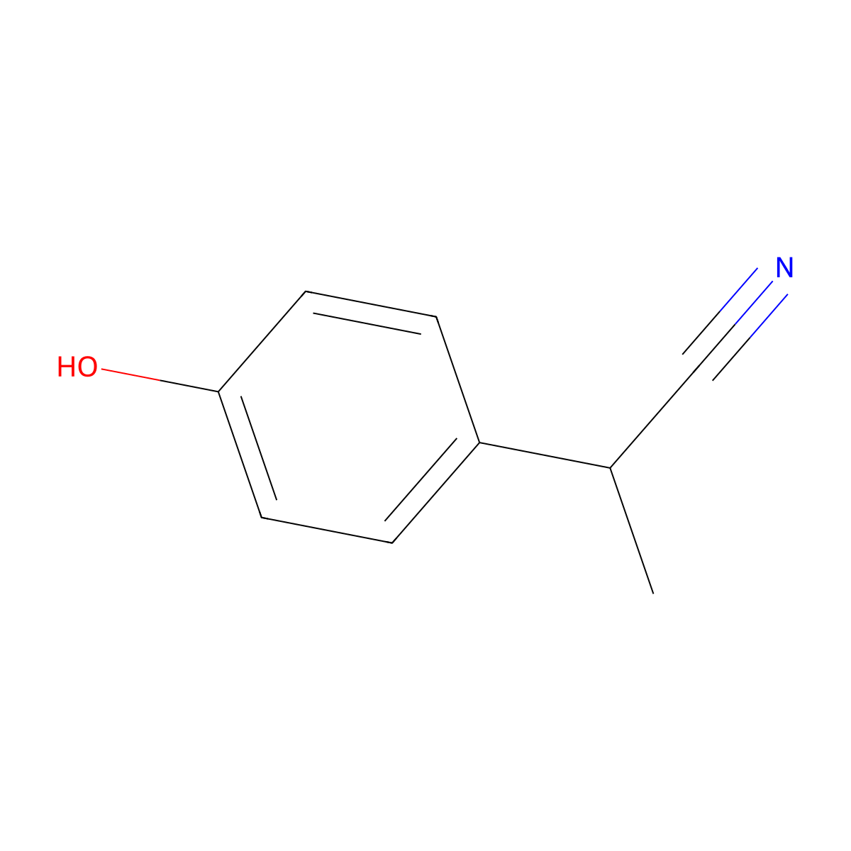 2-(4-Hydroxyphenyl)propanenitrile molecular structure, CAS 21850-61-3