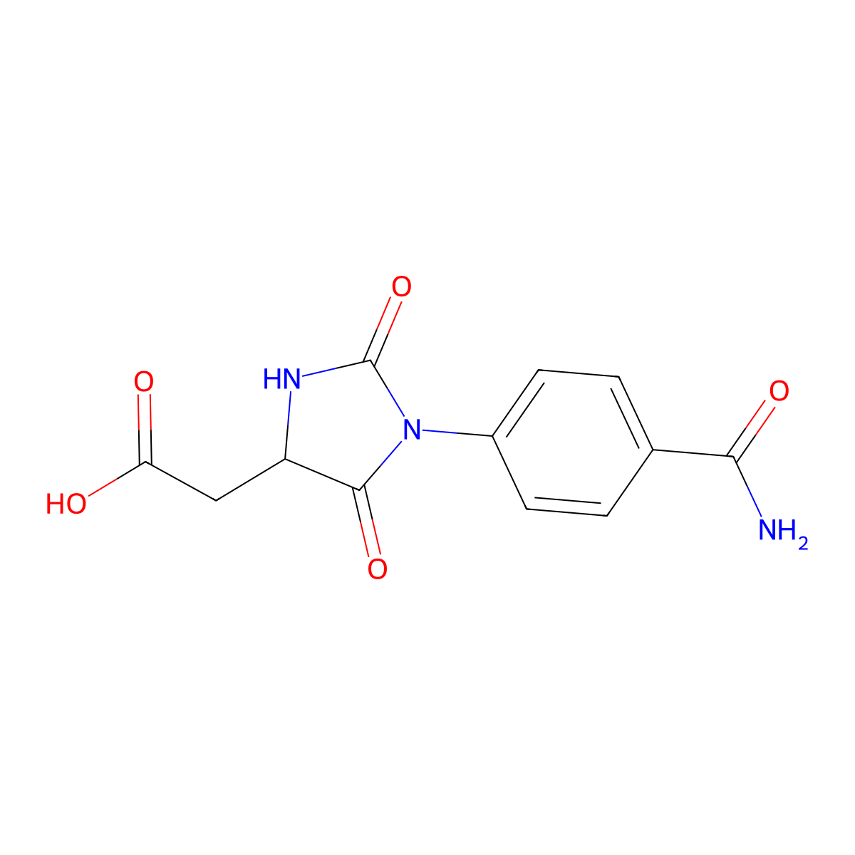 [1-(4-Carbamoylphenyl)-2,5-dioxoimidazolidin-4-yl]acetic acid molecular structure, CAS 2185035-81-6