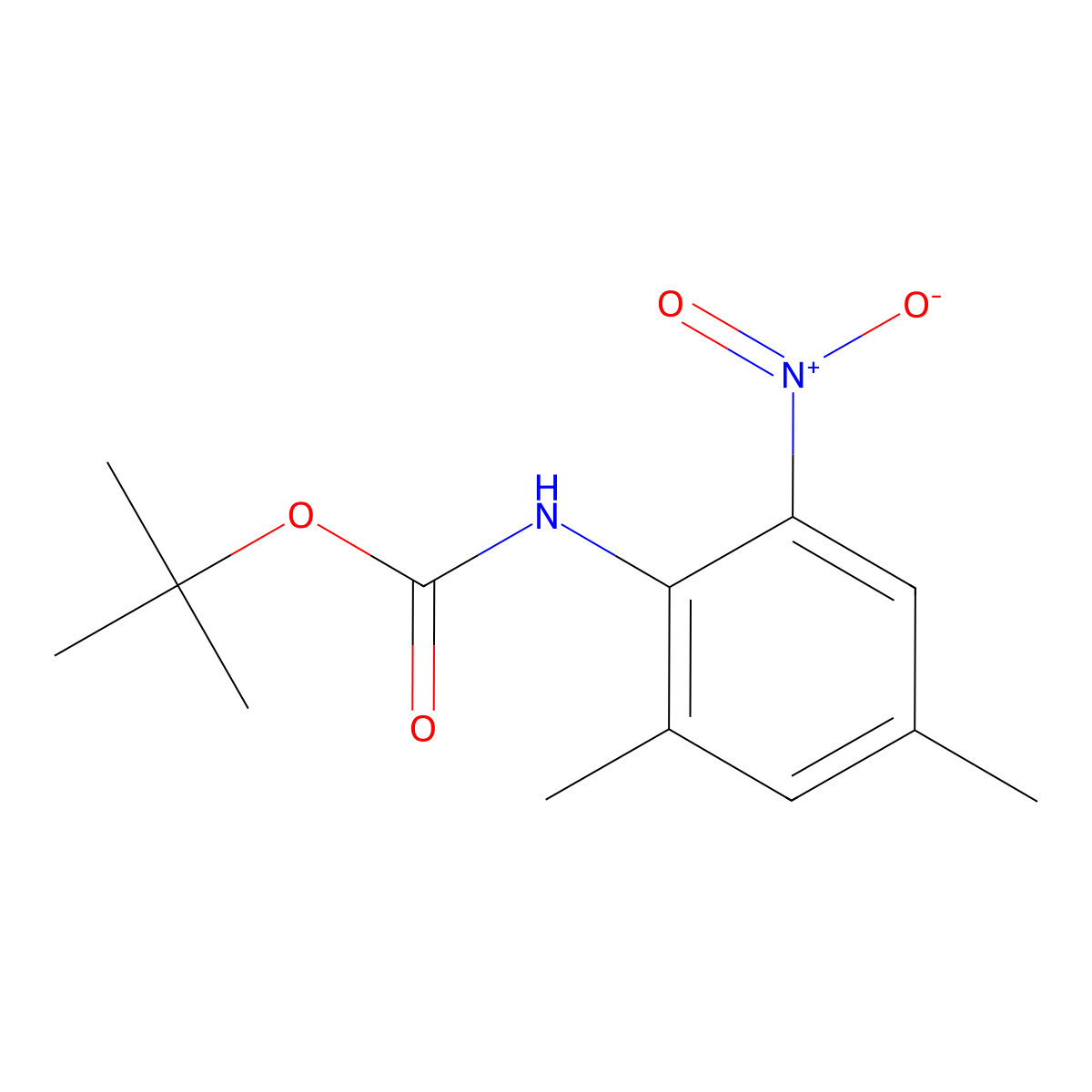 tert-butyl N-(2,4-dimethyl-6-nitrophenyl)carbamate molecular structure, CAS 2185042-45-7