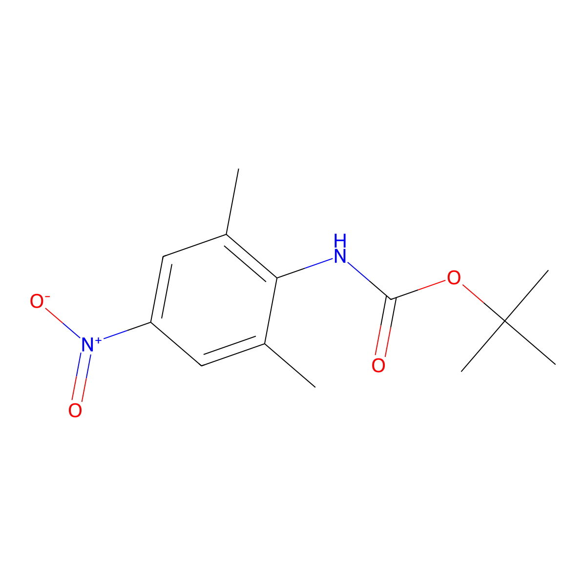 tert-butyl N-(2,6-dimethyl-4-nitrophenyl)carbamate molecular structure, CAS 2185042-46-8