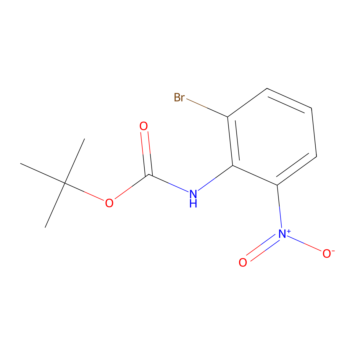 tert-butyl N-(2-bromo-6-nitrophenyl)carbamate molecular structure, CAS 2185042-51-5