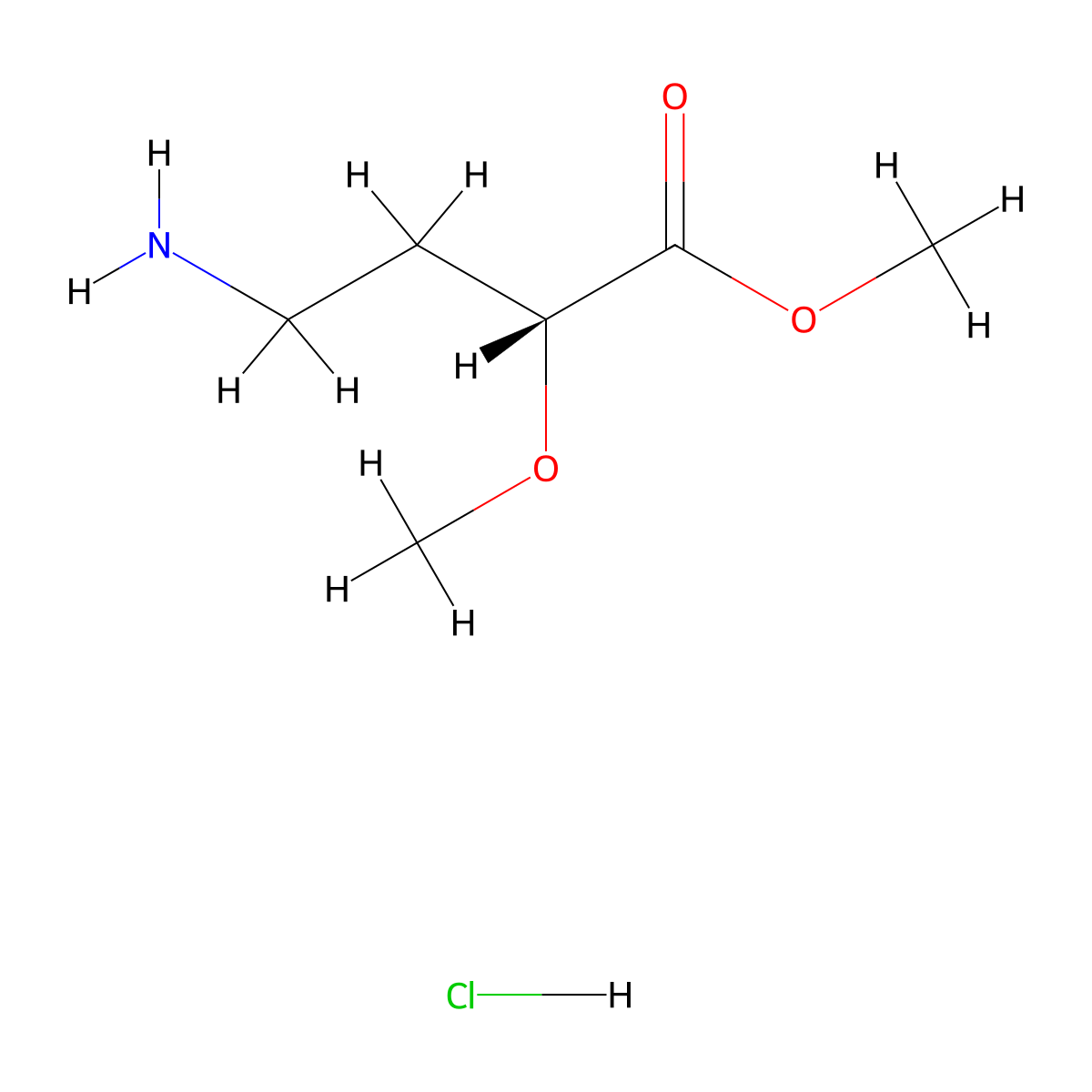 methyl (2R)-4-amino-2-methoxybutanoate hydrochloride molecular structure, CAS 2185070-60-2