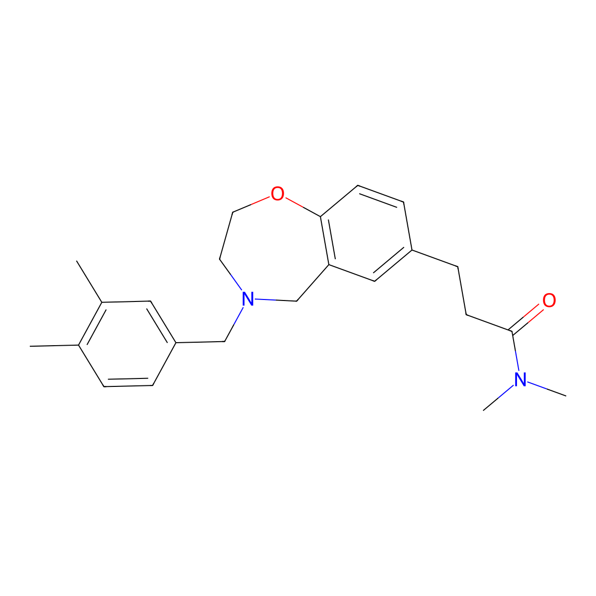 1,4-Benzoxazepine-7-propanamide, 4-[(3,4-dimethylphenyl)methyl]-2,3,4,5-tetrahydro-N,N-dimethyl- molecular structure, CAS 2185170-02-7