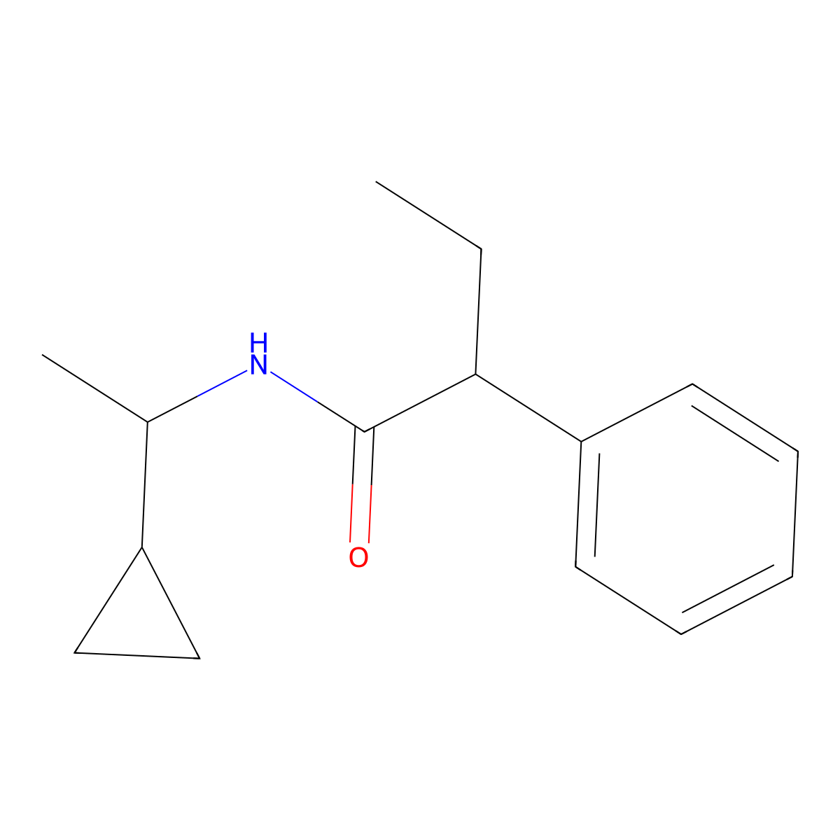 N-(1-Cyclopropylethyl)-|A-ethylbenzeneacetamide molecular structure, CAS 2185233-38-7
