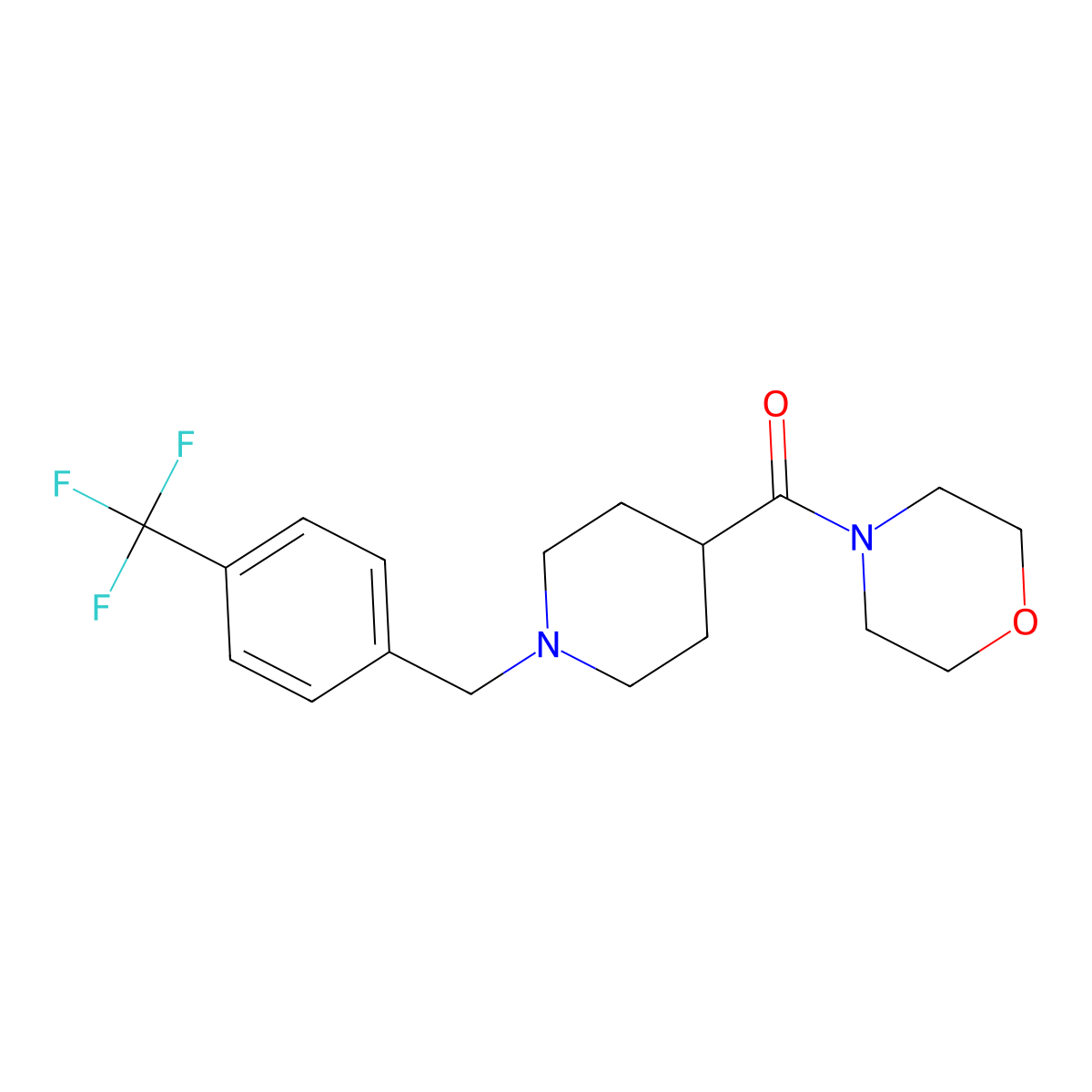4-(1-{[4-(Trifluoromethyl)phenyl]methyl}piperidine-4-carbonyl)morpholine molecular structure, CAS 2185292-71-9