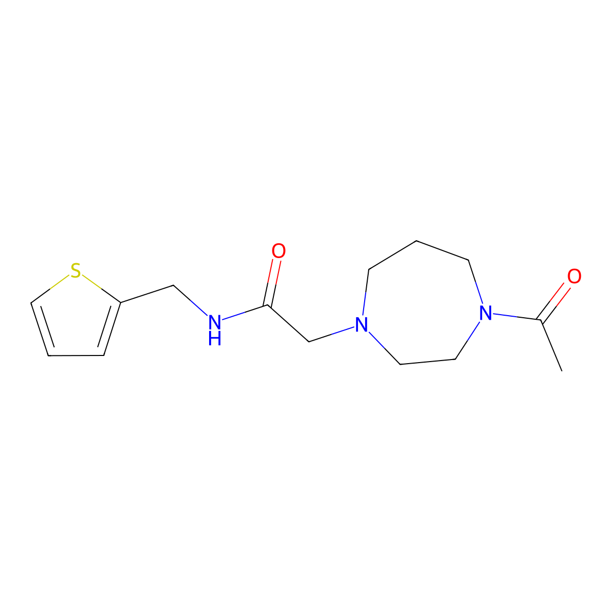2-(4-acetyl-1,4-diazepan-1-yl)-N-[(thiophen-2-yl)methyl]acetamide molecular structure, CAS 2185522-11-4