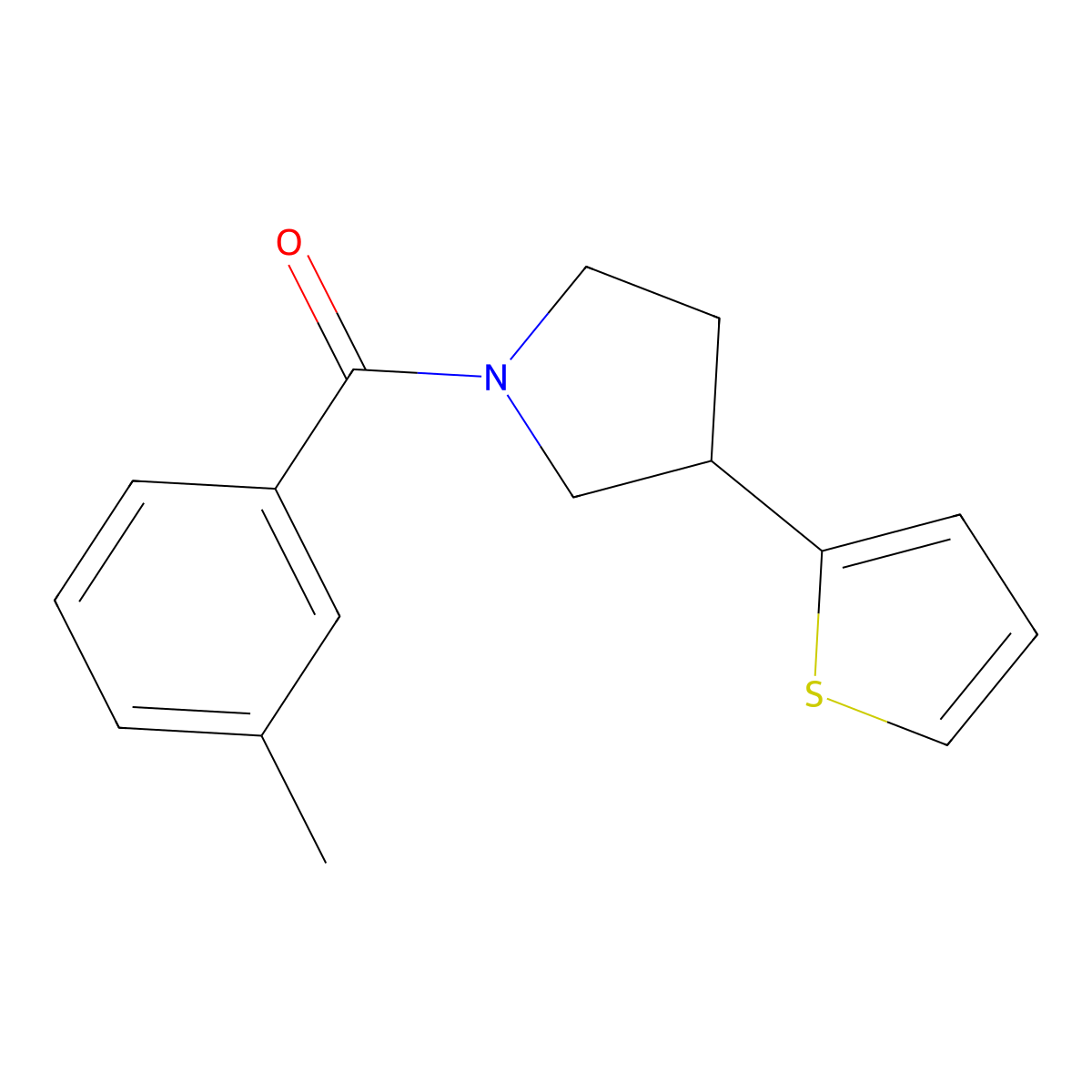 (3-(Thiophen-2-yl)pyrrolidin-1-yl)(m-tolyl)methanone molecular structure, CAS 2185589-87-9