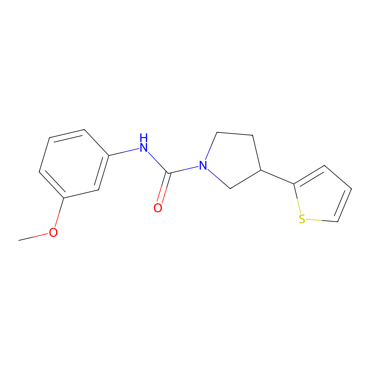 N-(3-methoxyphenyl)-3-(thiophen-2-yl)pyrrolidine-1-carboxamide molecular structure, CAS 2185590-01-4