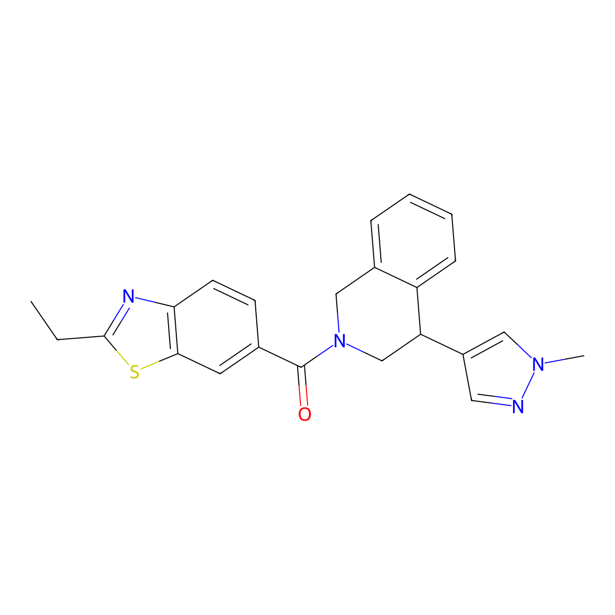 (2-ethylbenzo[d]thiazol-6-yl)(4-(1-methyl-1H-pyrazol-4-yl)-3,4-dihydroisoquinolin-2(1H)-yl)methanone molecular structure, CAS 2185590-08-1