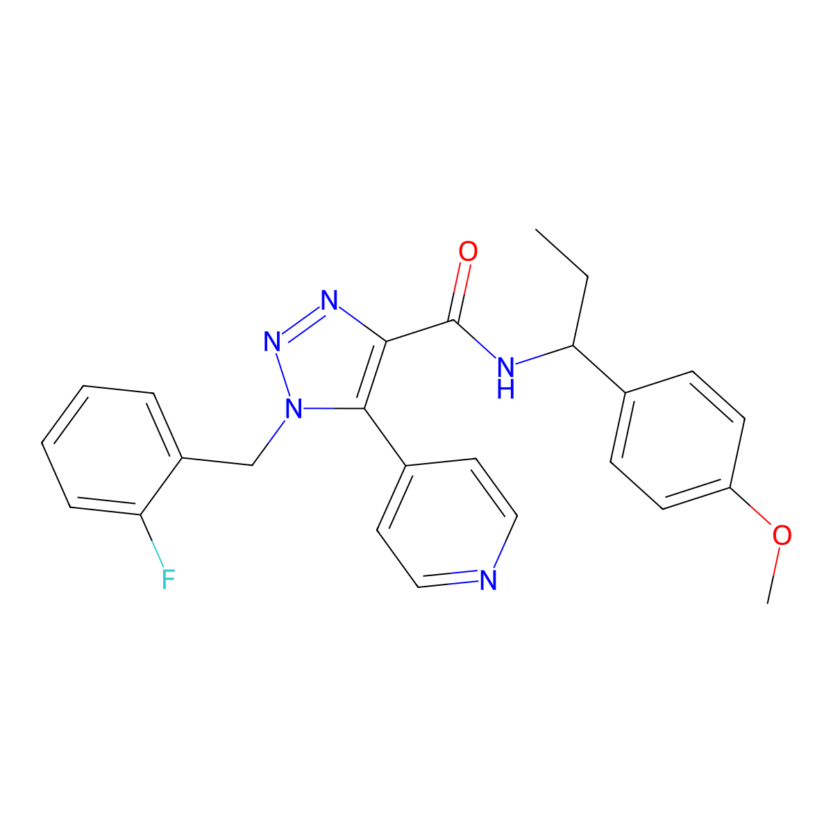 1-(2-fluorobenzyl)-N-(1-(4-methoxyphenyl)propyl)-5-(pyridin-4-yl)-1H-1,2,3-triazole-4-carboxamide molecular structure, CAS 2185590-11-6