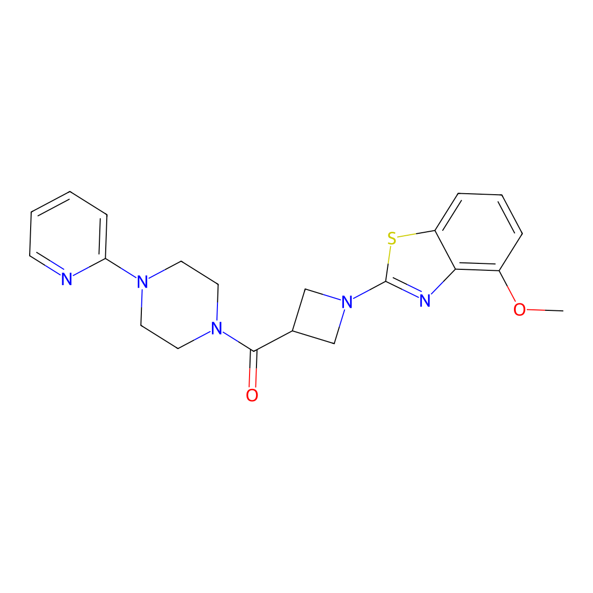 (1-(4-Methoxybenzo[d]thiazol-2-yl)azetidin-3-yl)(4-(pyridin-2-yl)piperazin-1-yl)methanone molecular structure, CAS 2185590-14-9