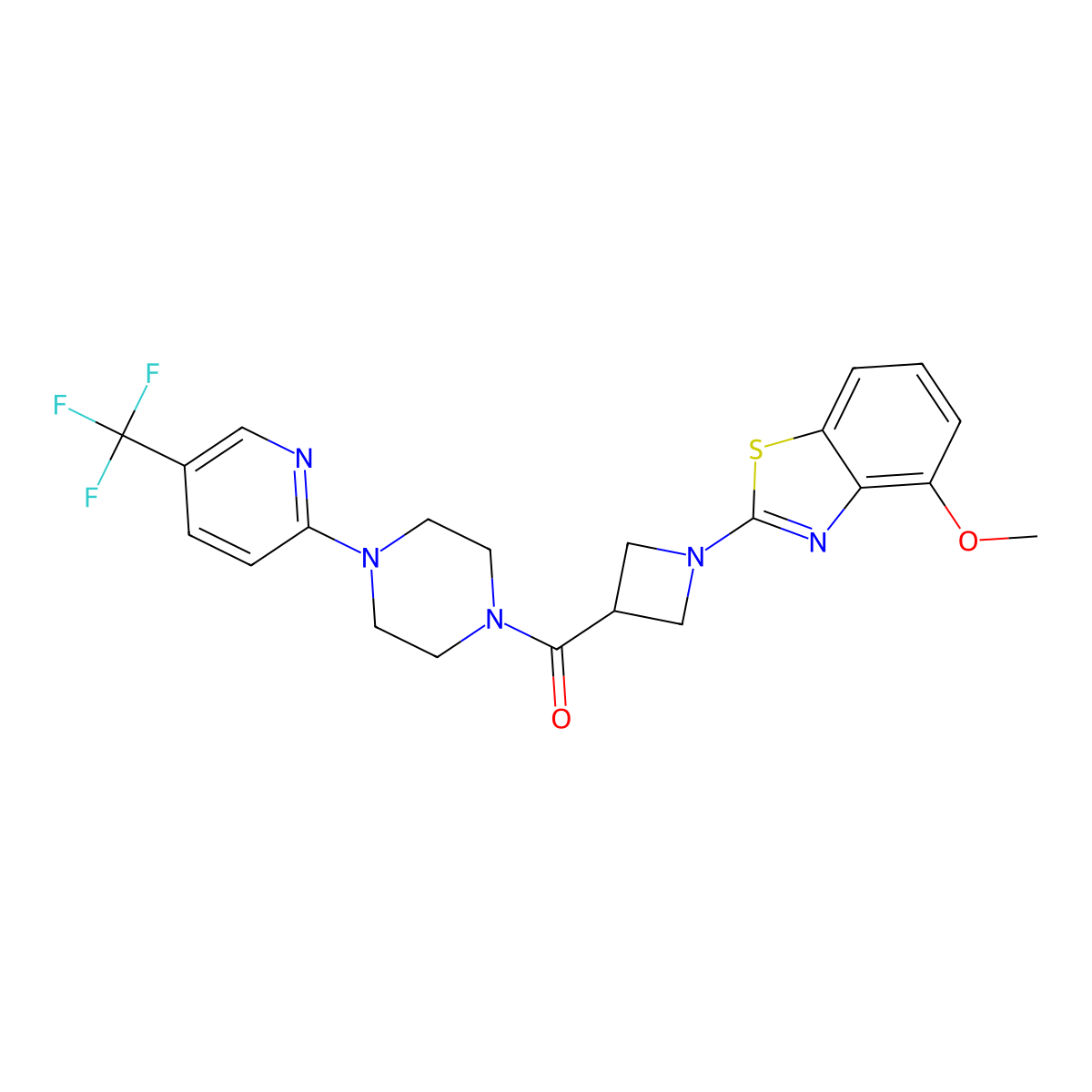 (1-(4-Methoxybenzo[d]thiazol-2-yl)azetidin-3-yl)(4-(5-(trifluoromethyl)pyridin-2-yl)piperazin-1-yl)methanone molecular structure, CAS 2185590-24-1