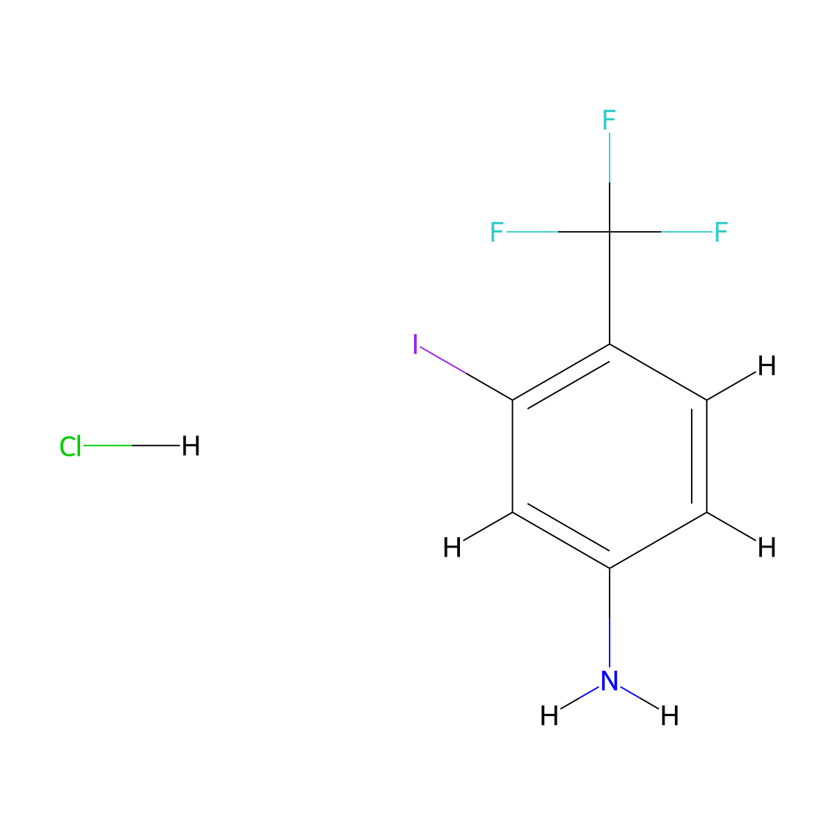 3-Iodo-4-(trifluoromethyl)aniline hydrochloride molecular structure, CAS 2185590-32-1