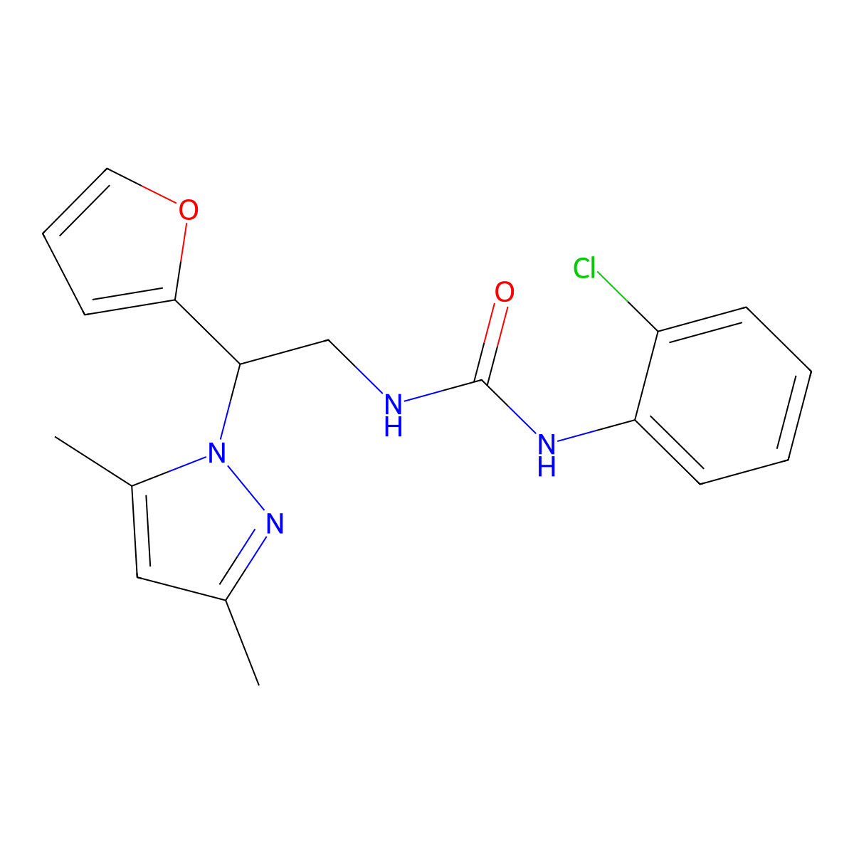 1-(2-chlorophenyl)-3-[2-(3,5-dimethyl-1H-pyrazol-1-yl)-2-(furan-2-yl)ethyl]urea molecular structure, CAS 2185590-36-5