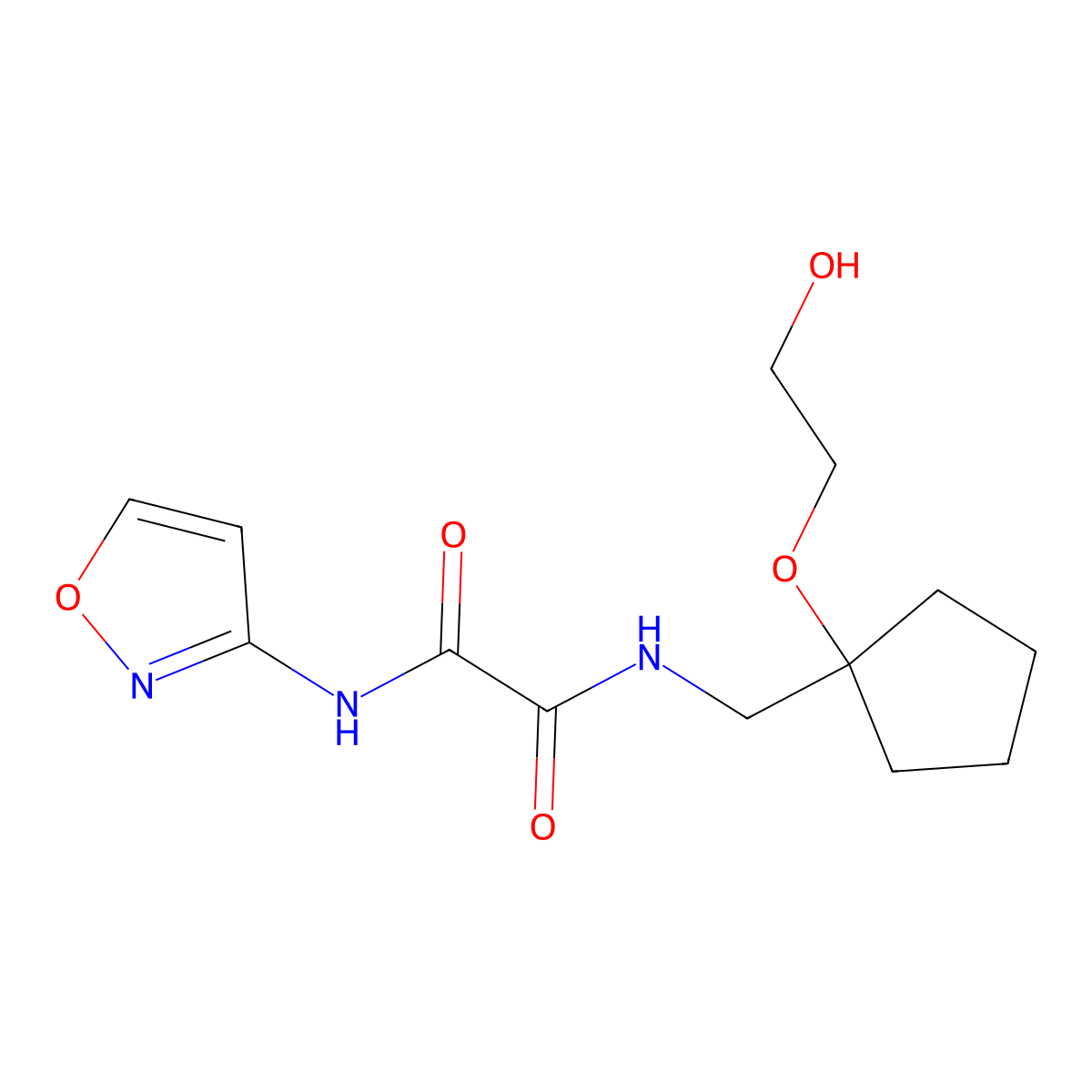 N1-((1-(2-hydroxyethoxy)cyclopentyl)methyl)-N2-(isoxazol-3-yl)oxalamide molecular structure, CAS 2185590-43-4