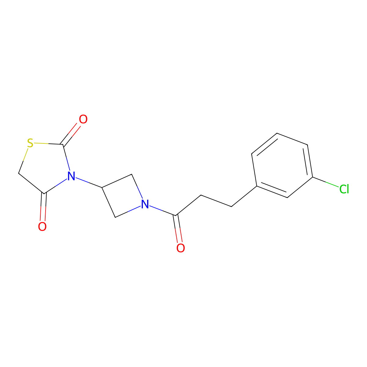 3-(1-(3-(3-Chlorophenyl)propanoyl)azetidin-3-yl)thiazolidine-2,4-dione molecular structure, CAS 2185590-47-8