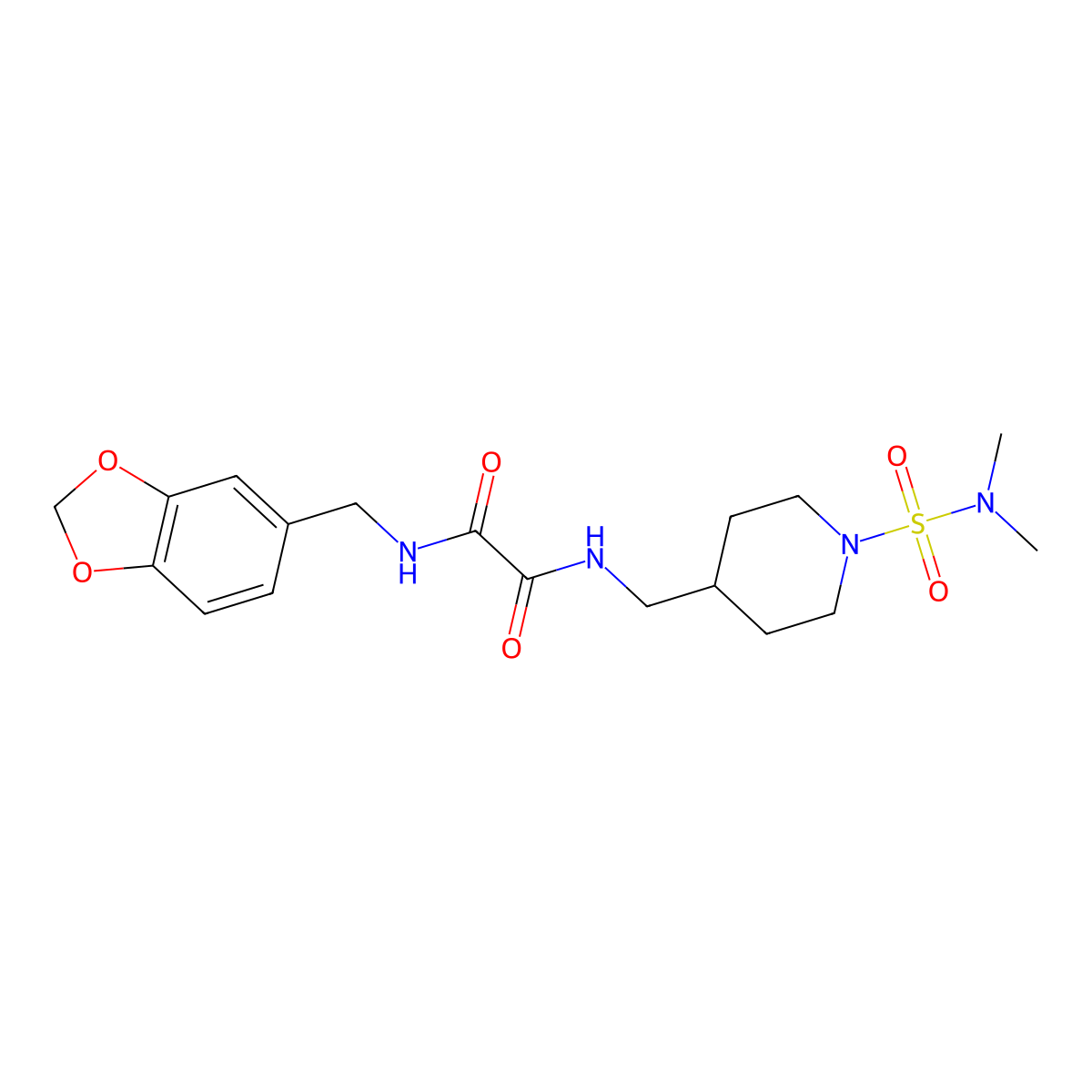 N-[(2H-1,3-benzodioxol-5-yl)methyl]-N'-{[1-(dimethylsulfamoyl)piperidin-4-yl]methyl}ethanediamide molecular structure, CAS 2185590-49-0