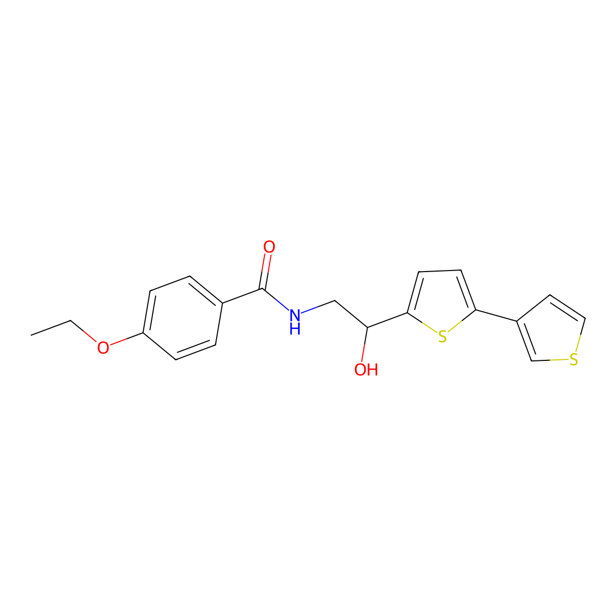 N-(2-([2,3'-bithiophen]-5-yl)-2-hydroxyethyl)-4-ethoxybenzamide molecular structure, CAS 2185590-55-8