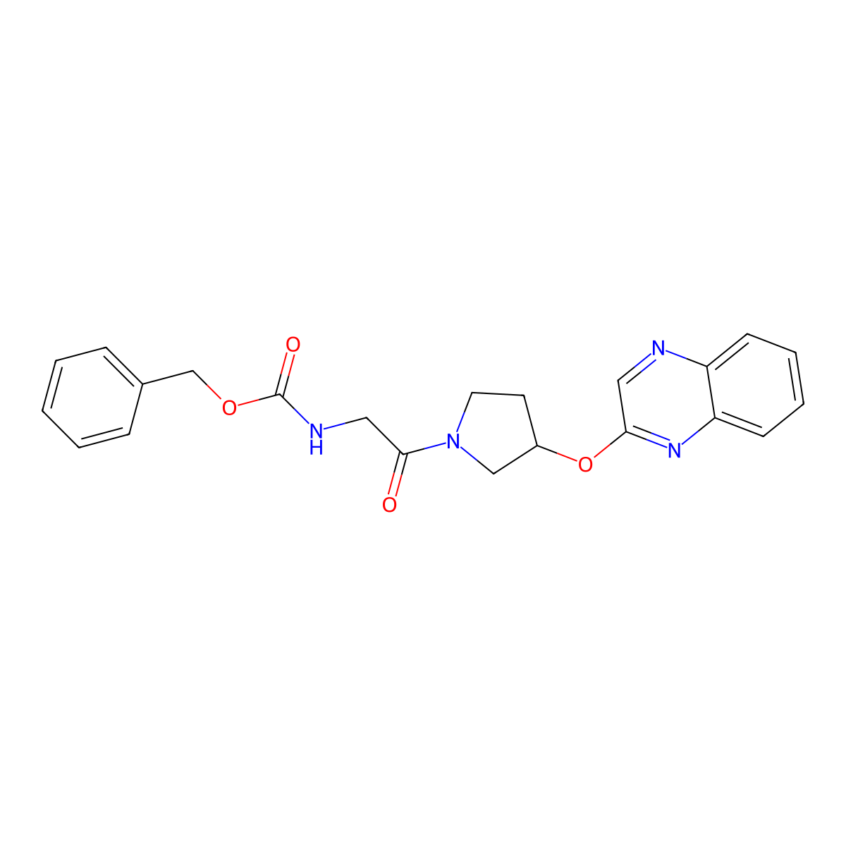 benzyl N-{2-oxo-2-[3-(quinoxalin-2-yloxy)pyrrolidin-1-yl]ethyl}carbamate molecular structure, CAS 2185590-62-7