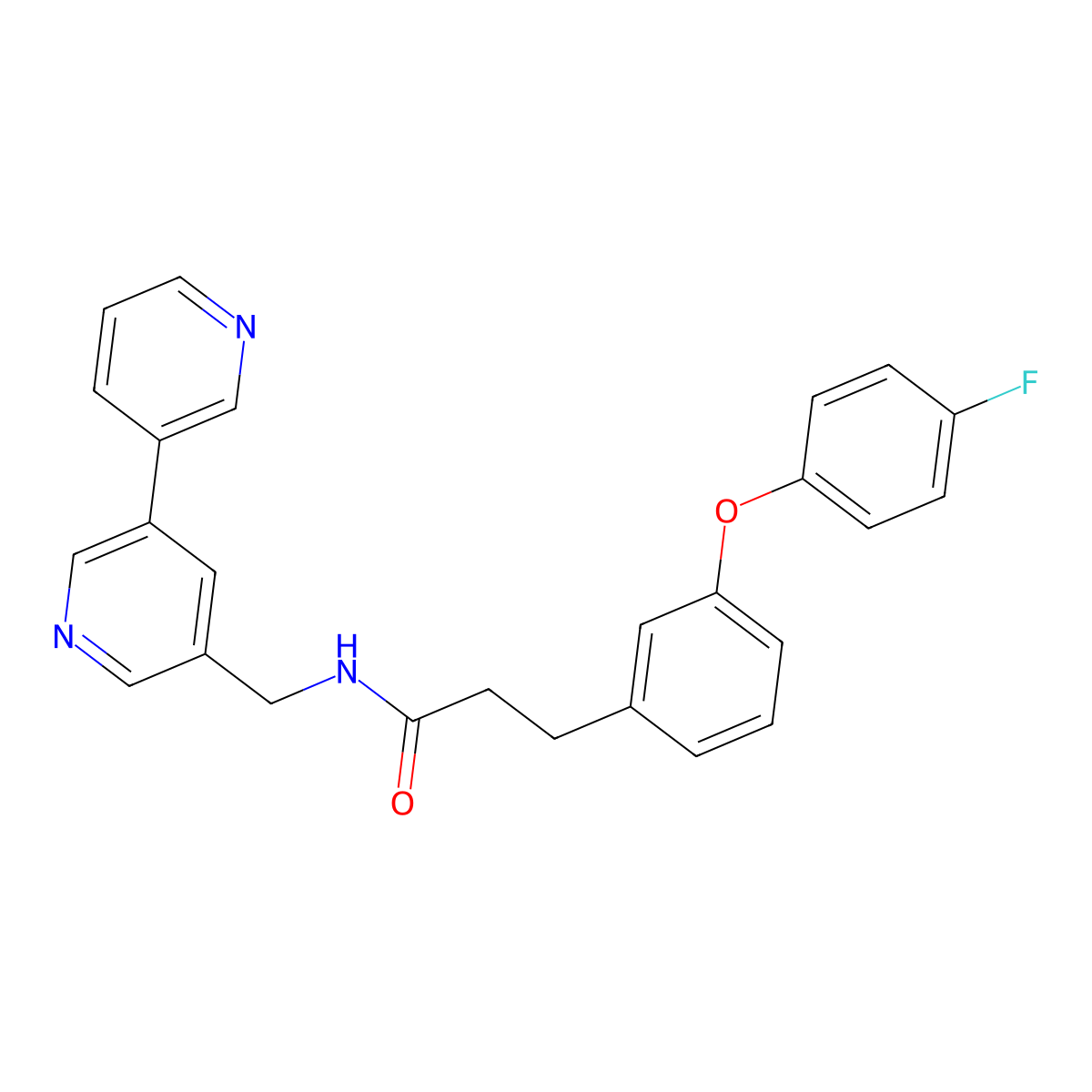 N-({[3,3'-bipyridine]-5-yl}methyl)-3-[3-(4-fluorophenoxy)phenyl]propanamide molecular structure, CAS 2185590-71-8