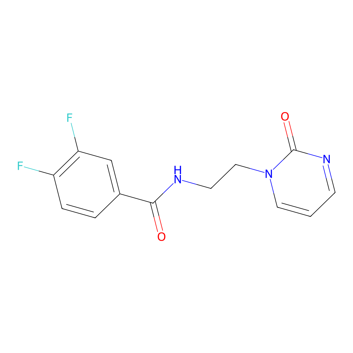 3,4-difluoro-N-(2-(2-oxopyrimidin-1(2H)-yl)ethyl)benzamide molecular structure, CAS 2185590-73-0