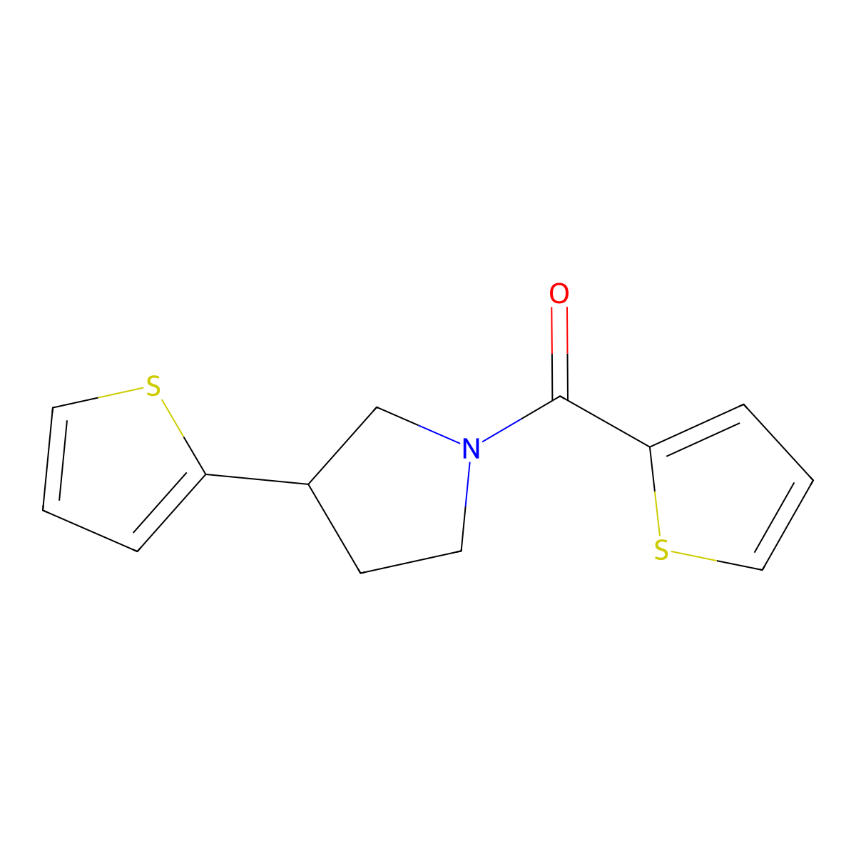 3-(Thiophen-2-yl)-1-(thiophene-2-carbonyl)pyrrolidine molecular structure, CAS 2185590-83-2