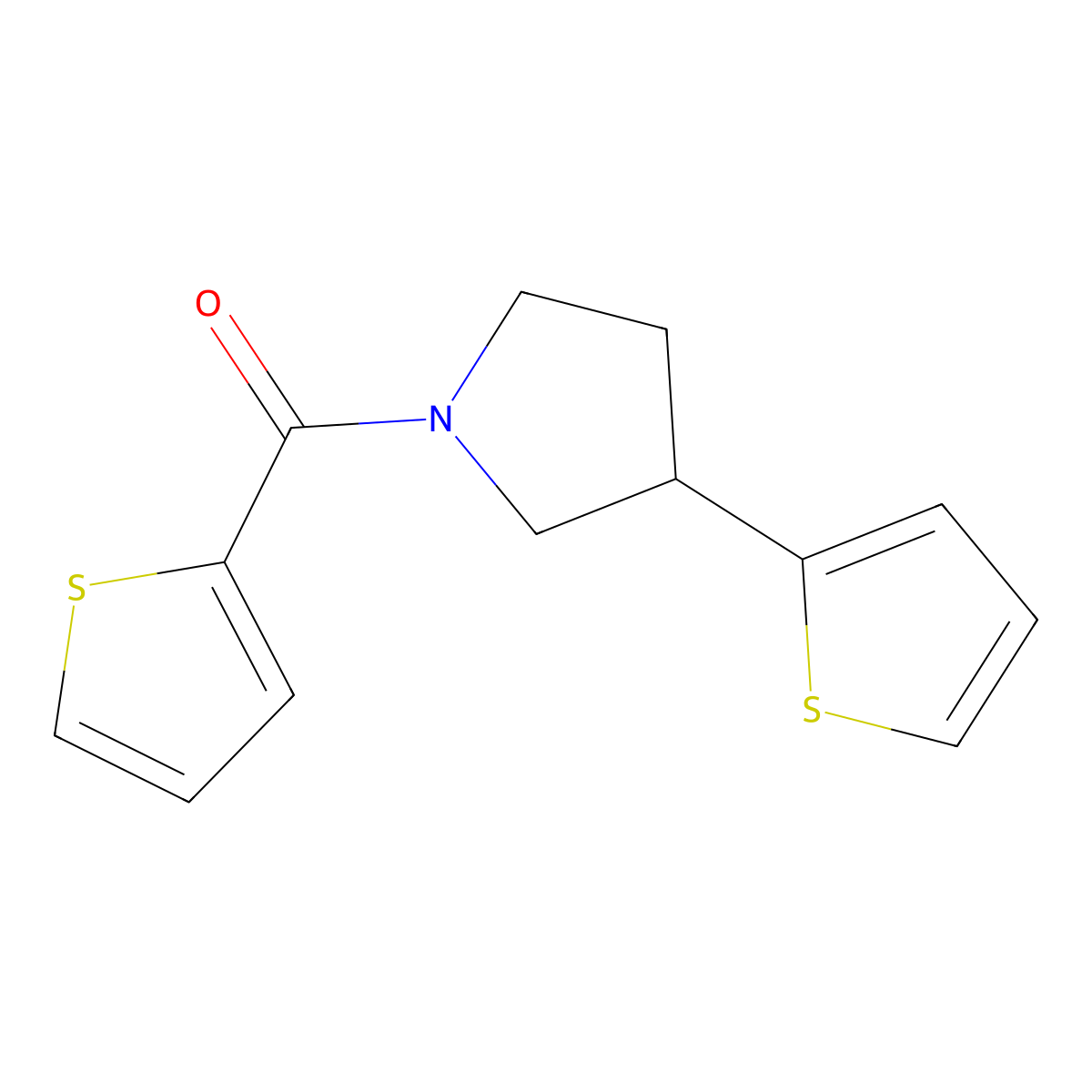 3-(Thiophen-2-yl)-1-(thiophene-2-carbonyl)pyrrolidine molecular structure, CAS 2185590-83-2
