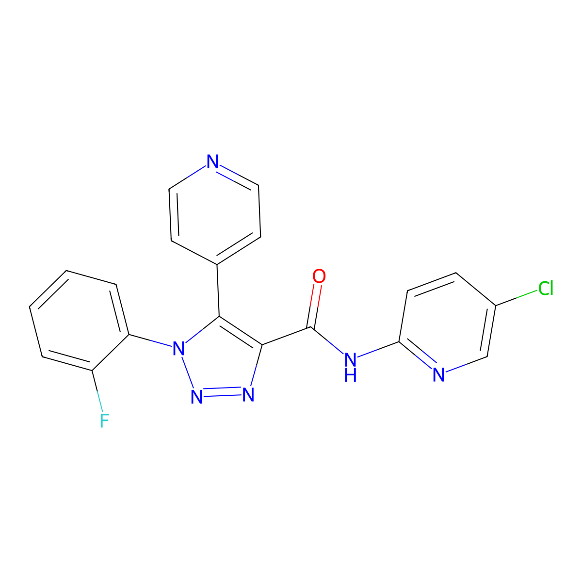 N-(5-chloropyridin-2-yl)-1-(2-fluorophenyl)-5-(pyridin-4-yl)-1H-1,2,3-triazole-4-carboxamide molecular structure, CAS 2185591-03-9
