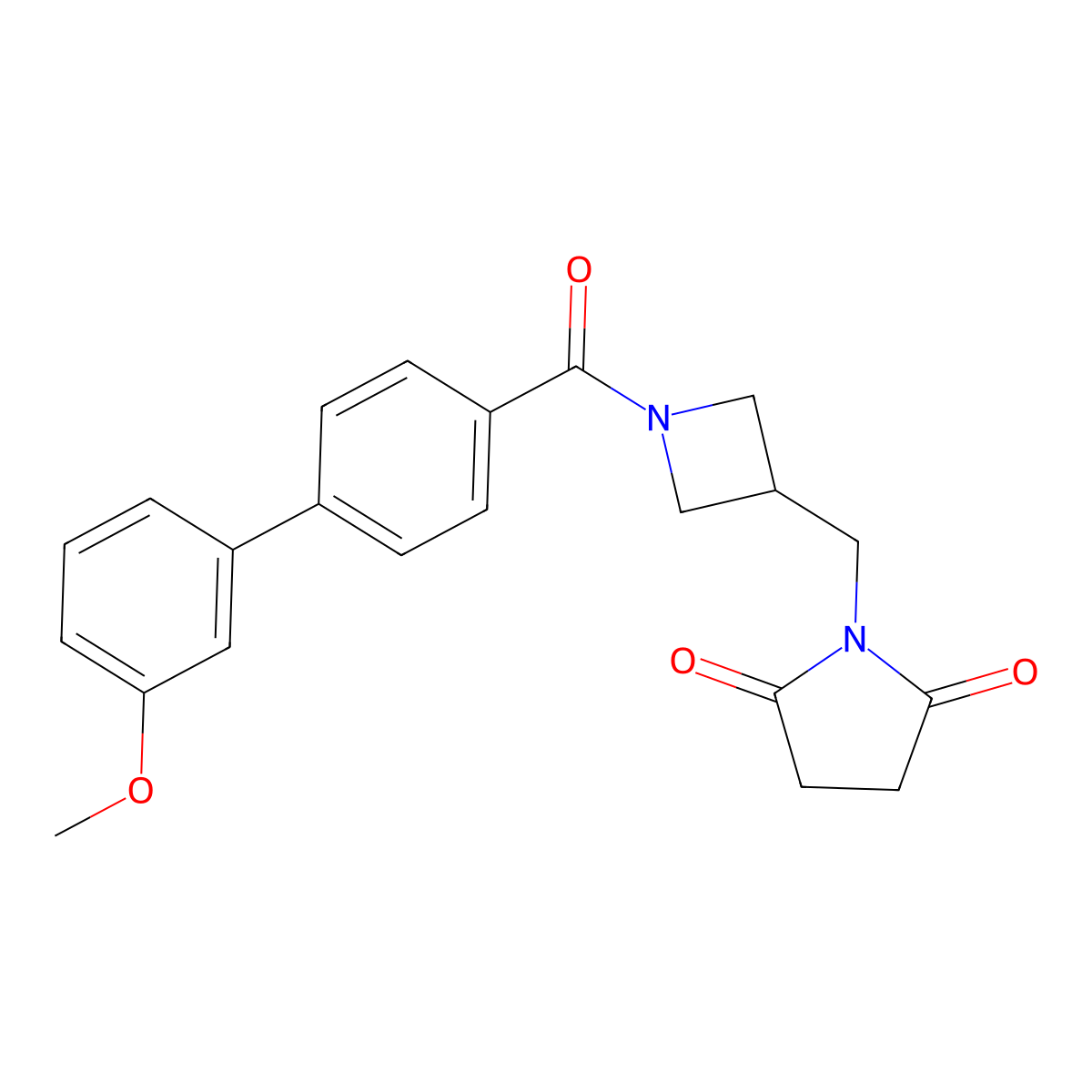 1-[(1-{3'-Methoxy-[1,1'-biphenyl]-4-carbonyl}azetidin-3-yl)methyl]pyrrolidine-2,5-dione molecular structure, CAS 2185591-05-1