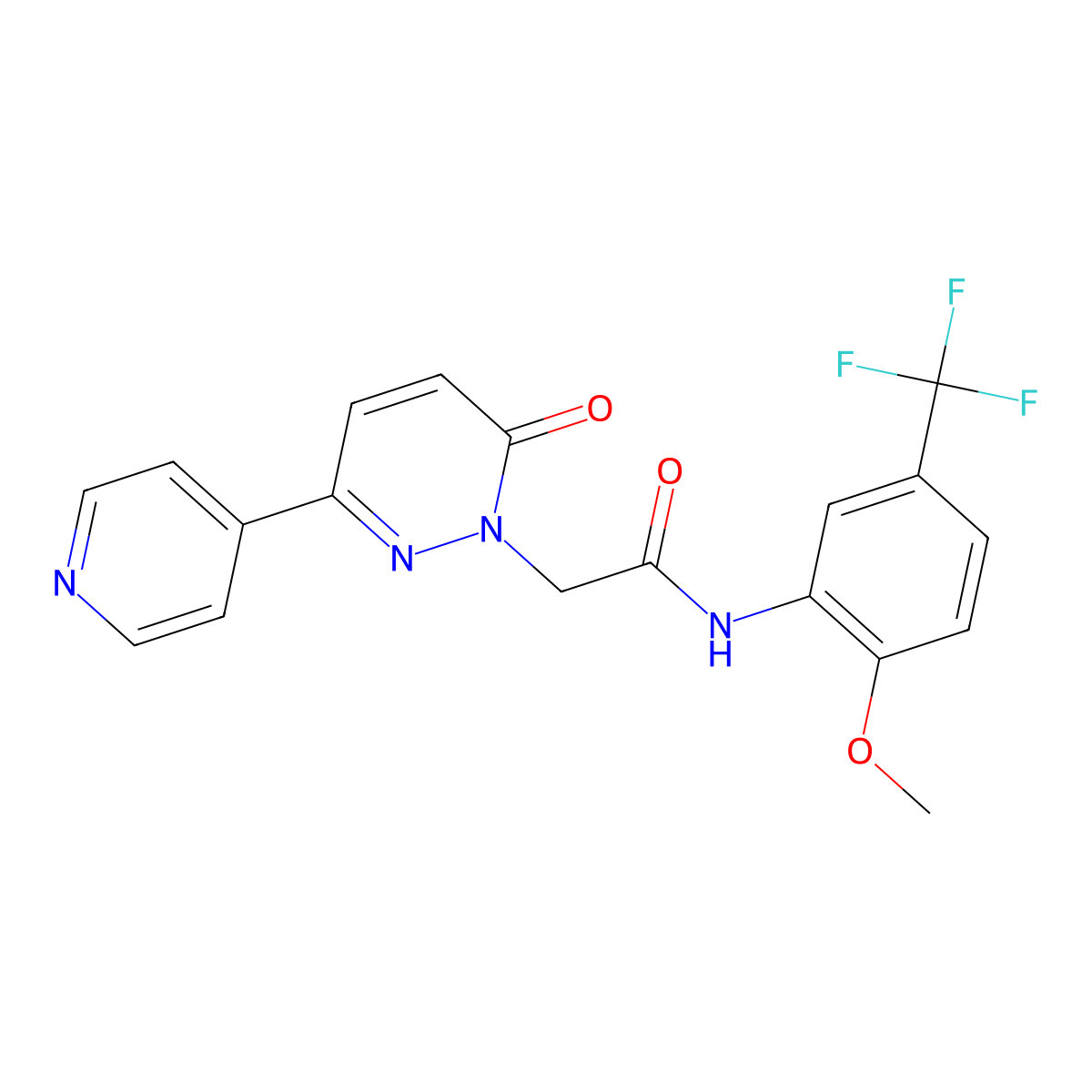 N-(2-methoxy-5-(trifluoromethyl)phenyl)-2-(6-oxo-3-(pyridin-4-yl)pyridazin-1(6H)-yl)acetamide molecular structure, CAS 2185591-07-3