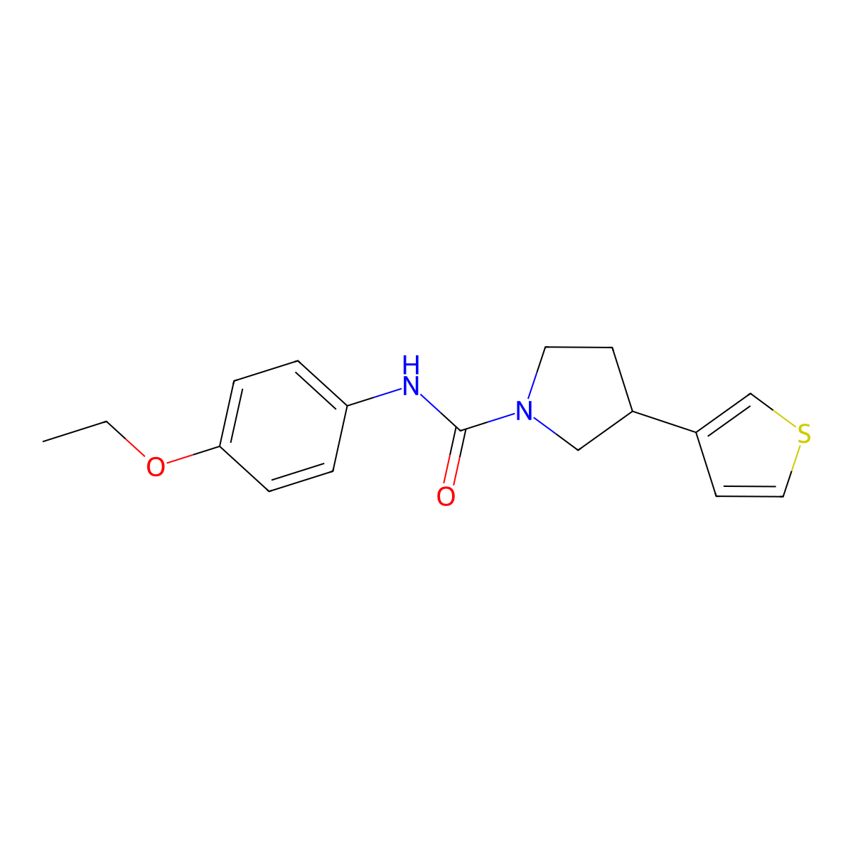 N-(4-ethoxyphenyl)-3-(thiophen-3-yl)pyrrolidine-1-carboxamide molecular structure, CAS 2185591-16-4