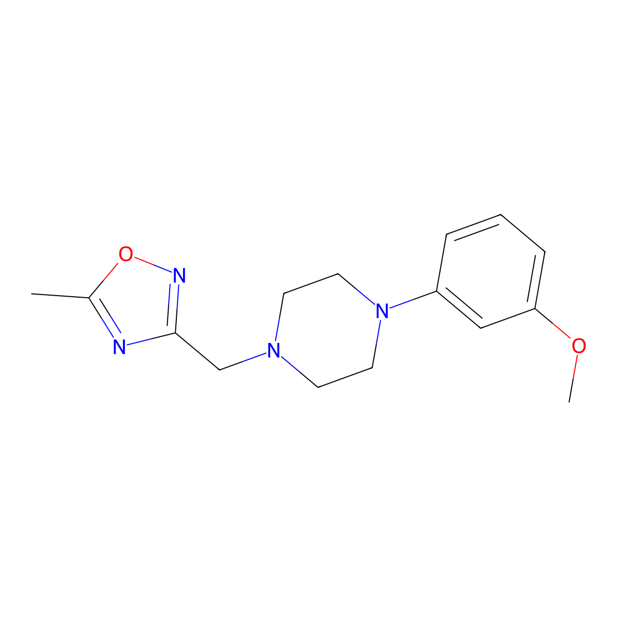 1-(3-Methoxyphenyl)-4-[(5-methyl-1,2,4-oxadiazol-3-yl)methyl]piperazine molecular structure, CAS 2185764-50-3