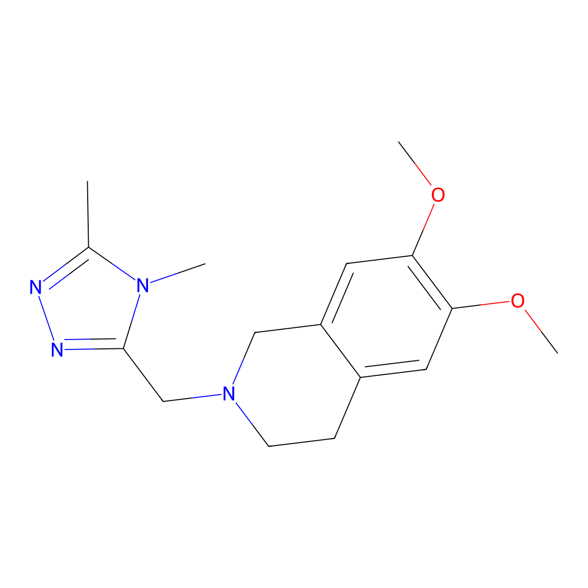 2-[(4,5-dimethyl-4H-1,2,4-triazol-3-yl)methyl]-6,7-dimethoxy-1,2,3,4-tetrahydroisoquinoline molecular structure, CAS 2185764-57-0